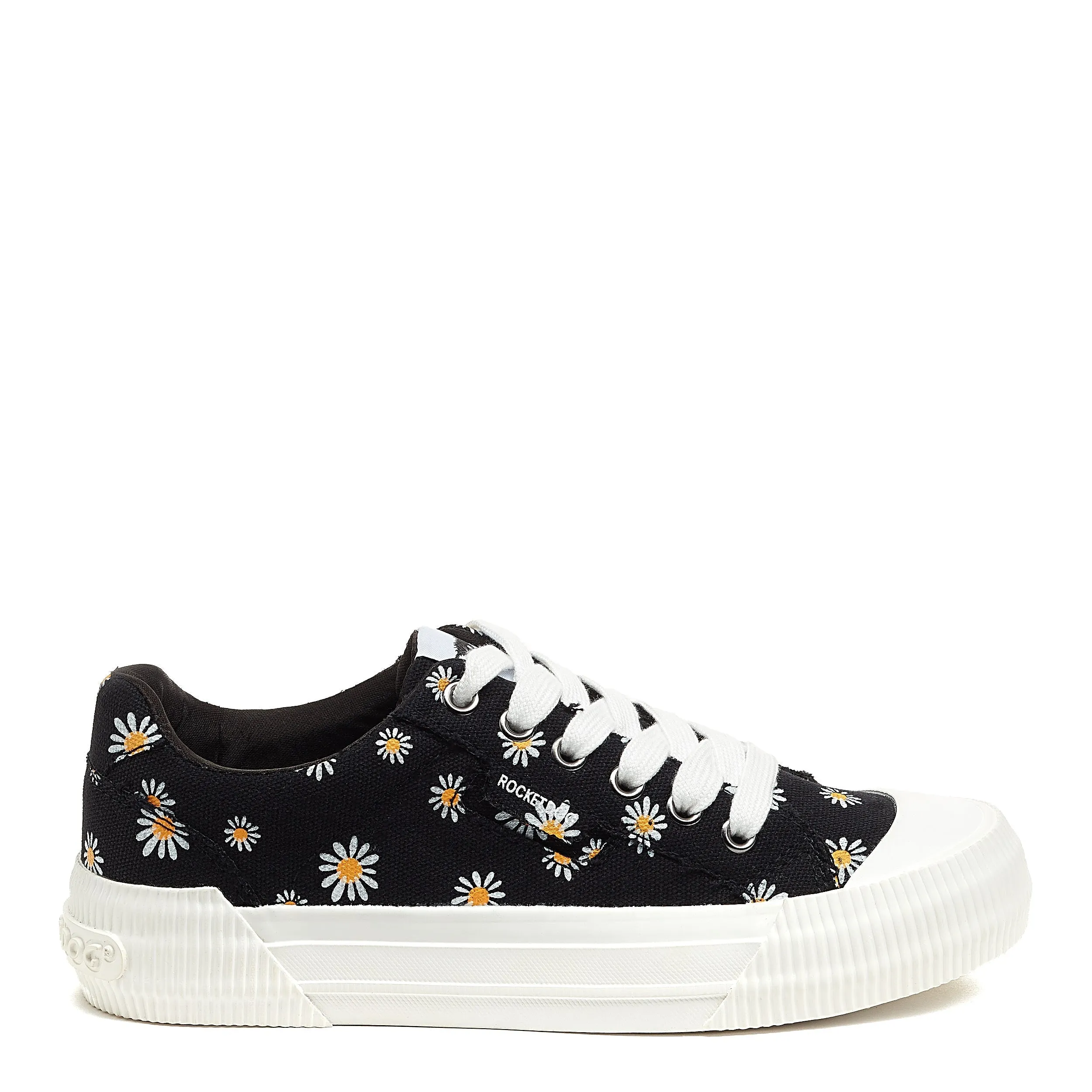 Walking Gear Running Errands Cheery Daisy Print Black Sneaker