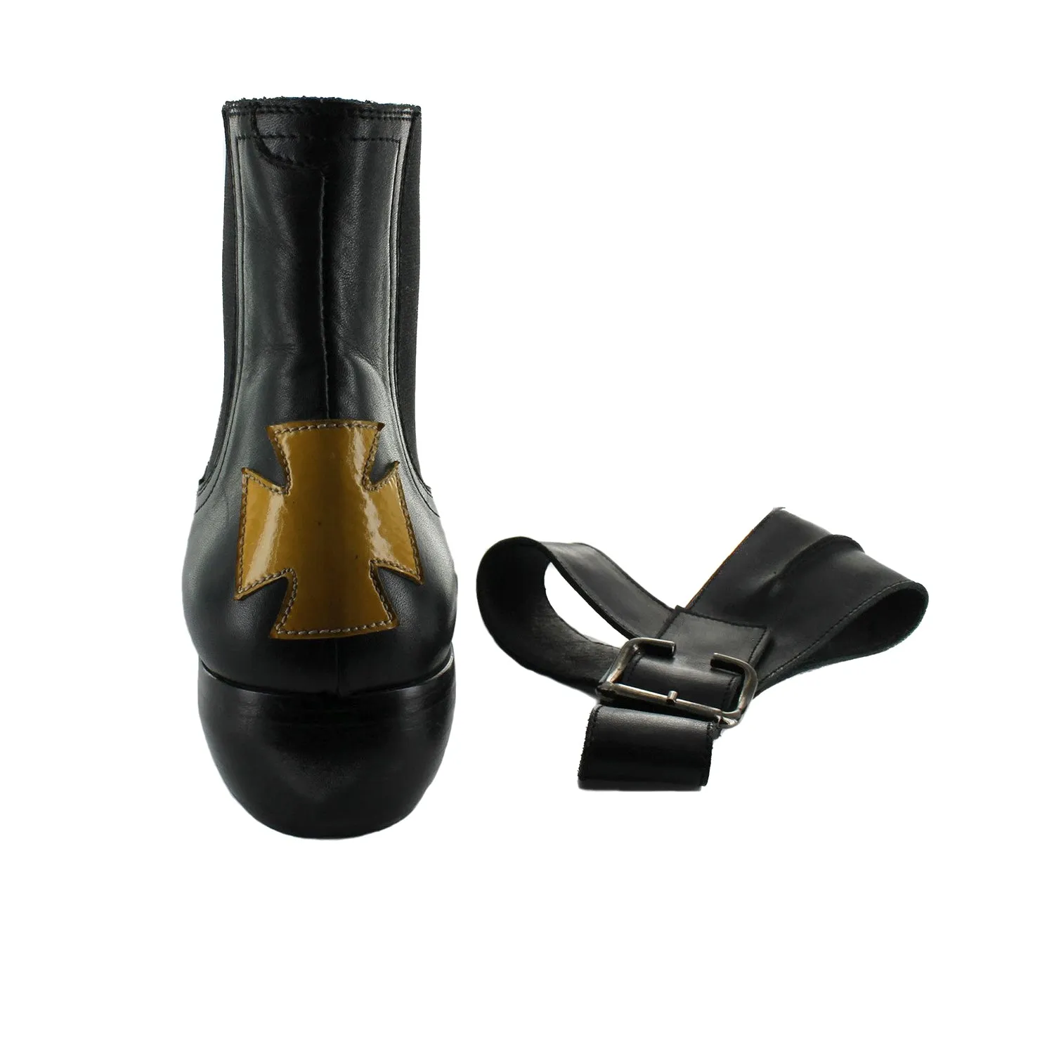 Professional Ready Boots 3103C - Black Chelsea With Yellow Iron Cross