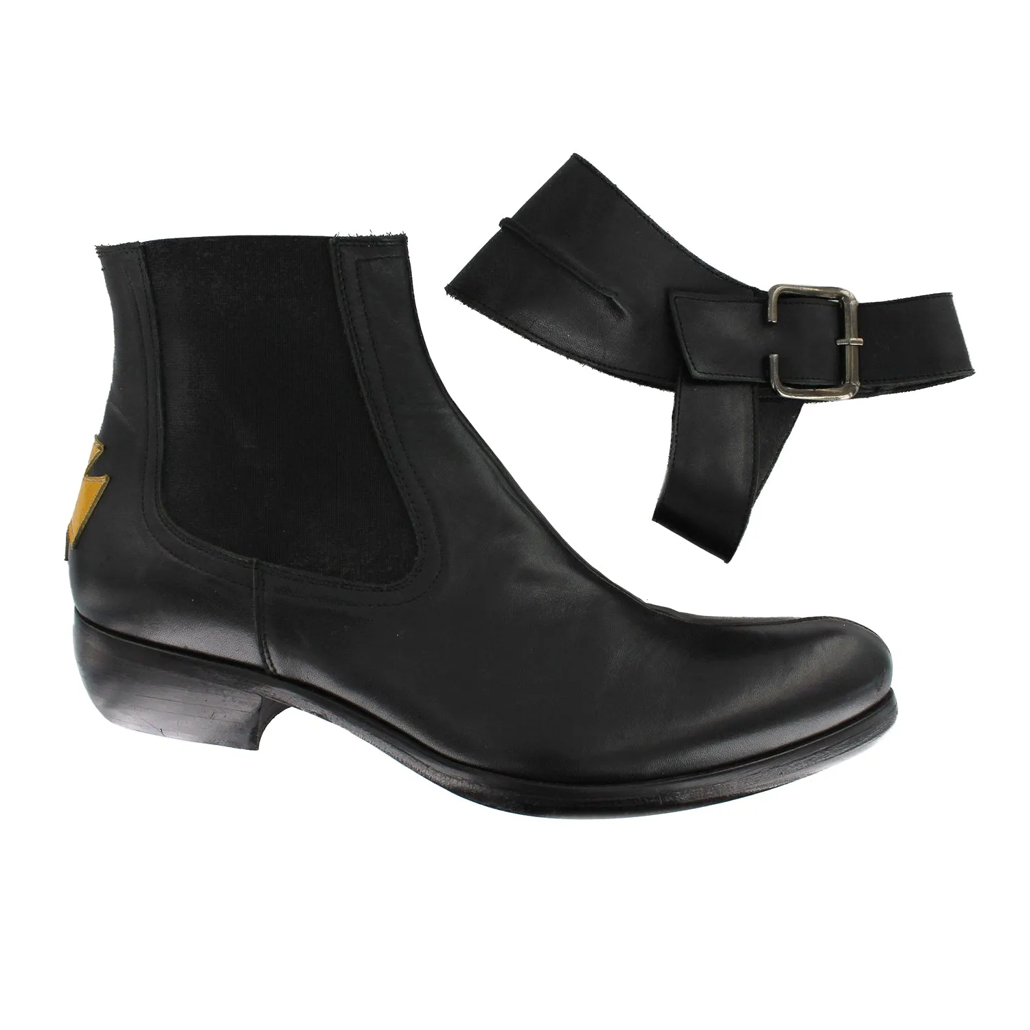 3103C - Black Chelsea With Yellow Iron Cross Non Slip Rain Ready