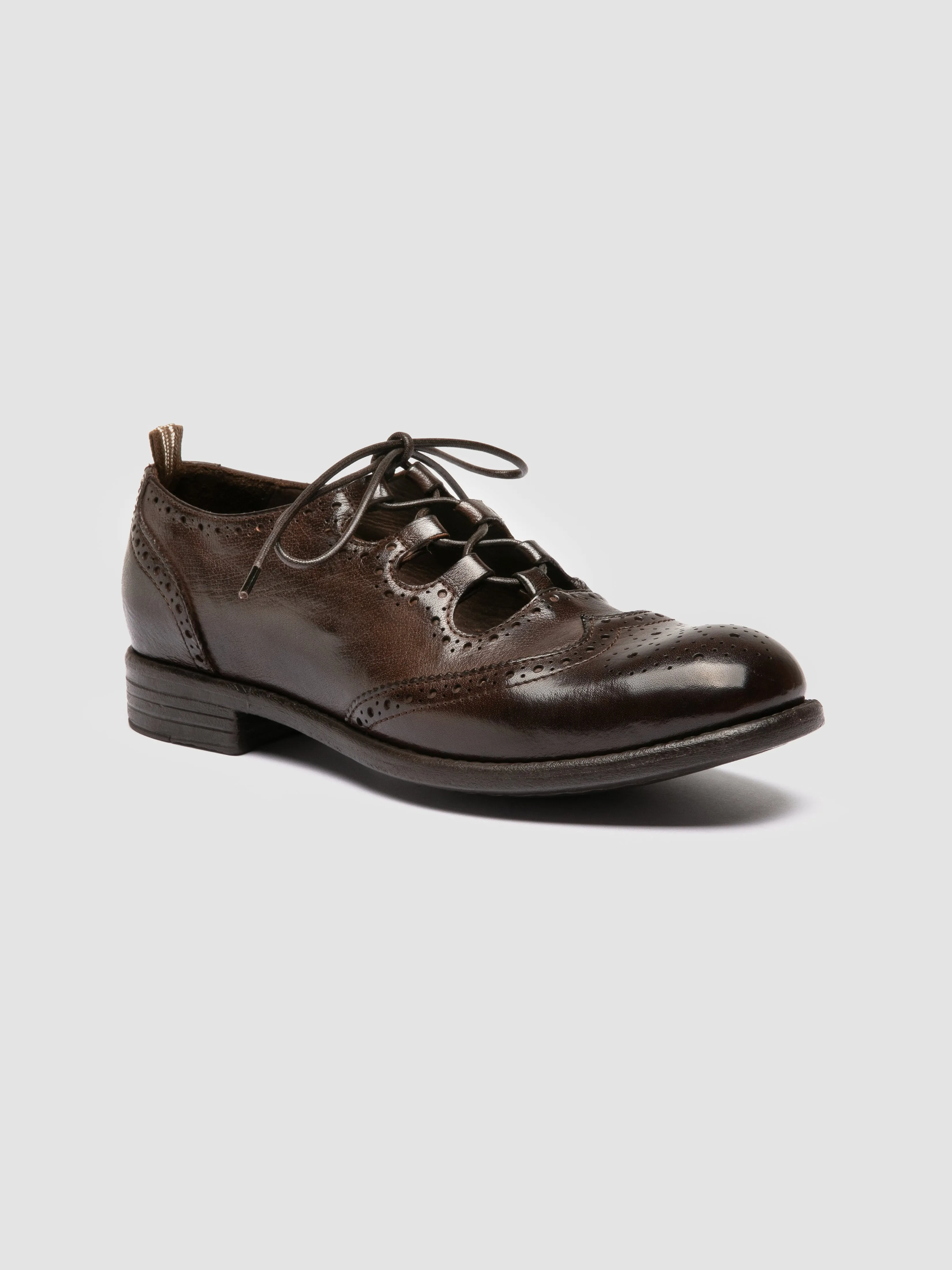 CALIXTE 079 - Brown Leather Oxford Shoes Breathable mesh Night Events