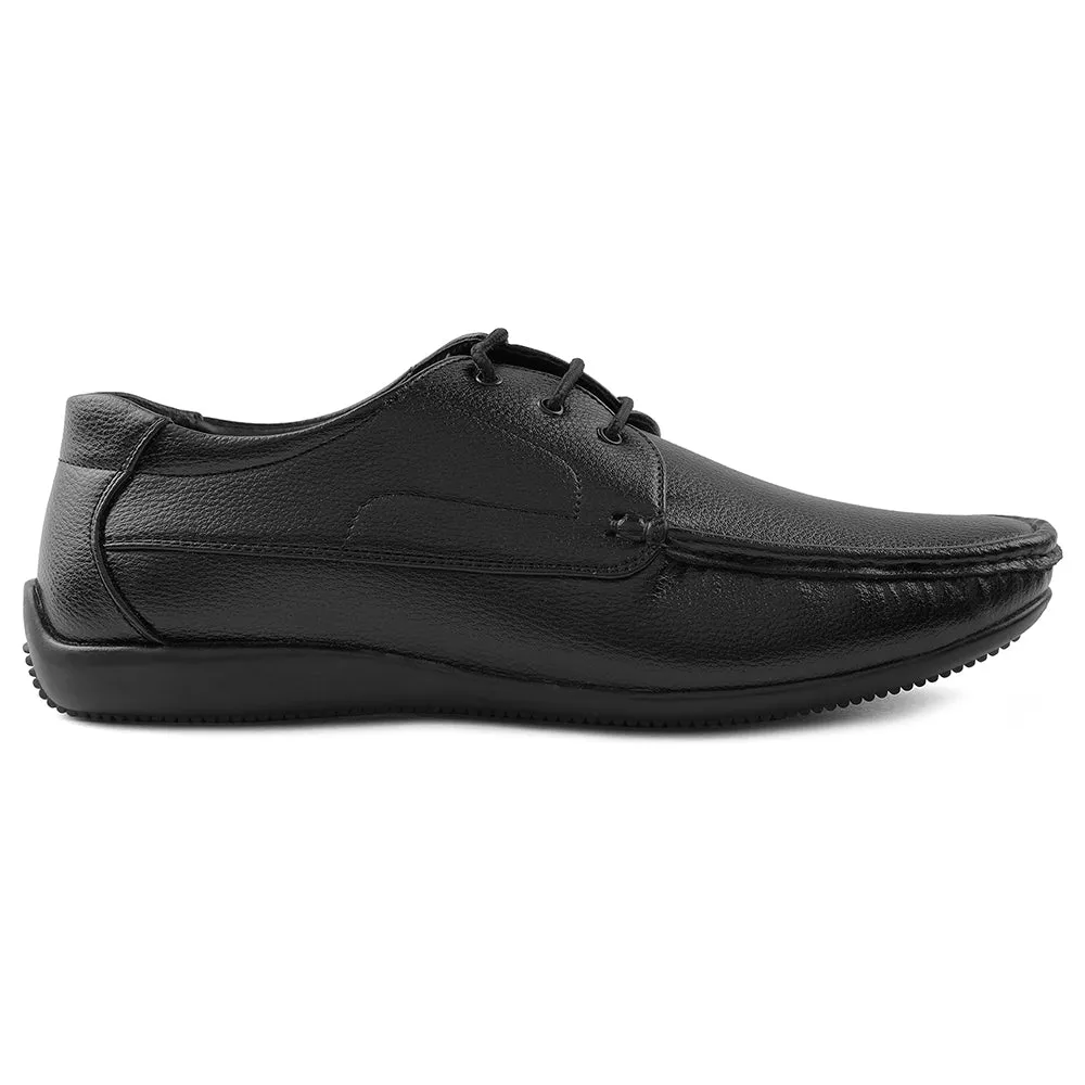 Fortune Black Lacing Formal Derby Shoes For Men HML-6E By Liberty Reliable Fit Smooth Polished Profile