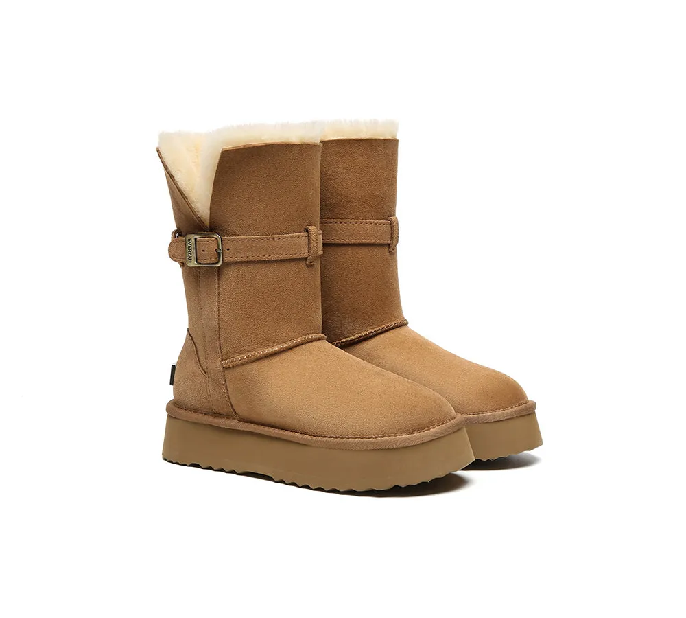Secured UGG EVERAU?  UGG Boots Women Sheepskin Wool Platform Short Valerie