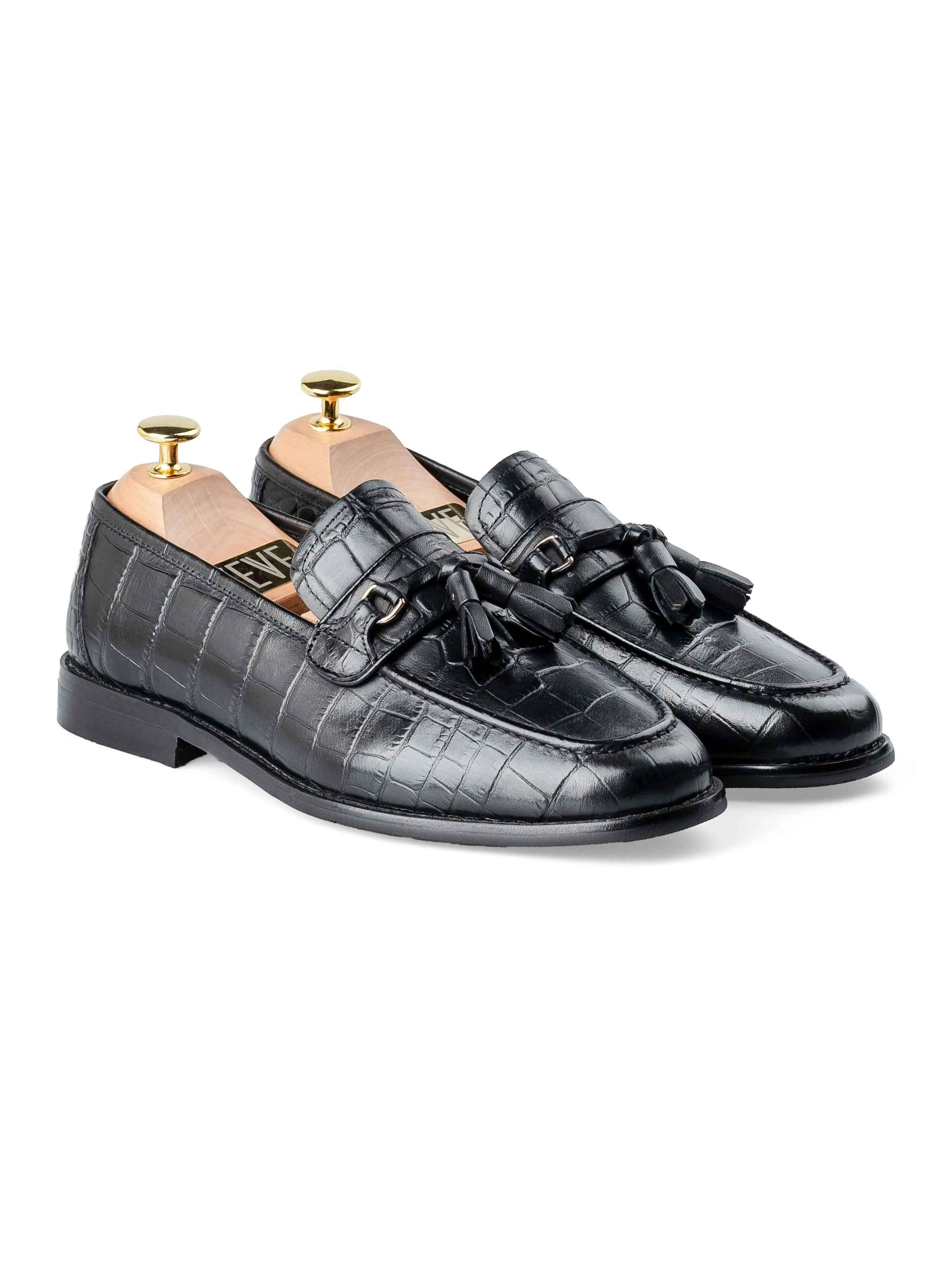Dario Tassel Loafer - Black Croco Polished Leather Street Fest