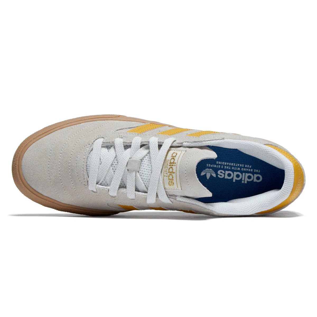 On The Go Fit Adidas Busenitz Vulc II Shoes - Crystal White/Preloved Yellow/Gold Metallic
