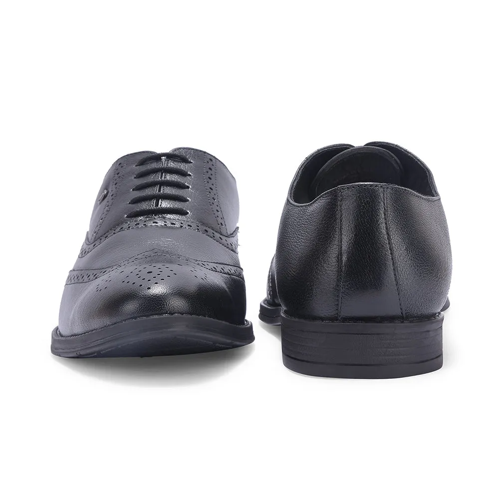 Comfortable leather Sleek Look Healers Black Formal Lacing Oxford Shoes For Men SAGAR-15 By Liberty