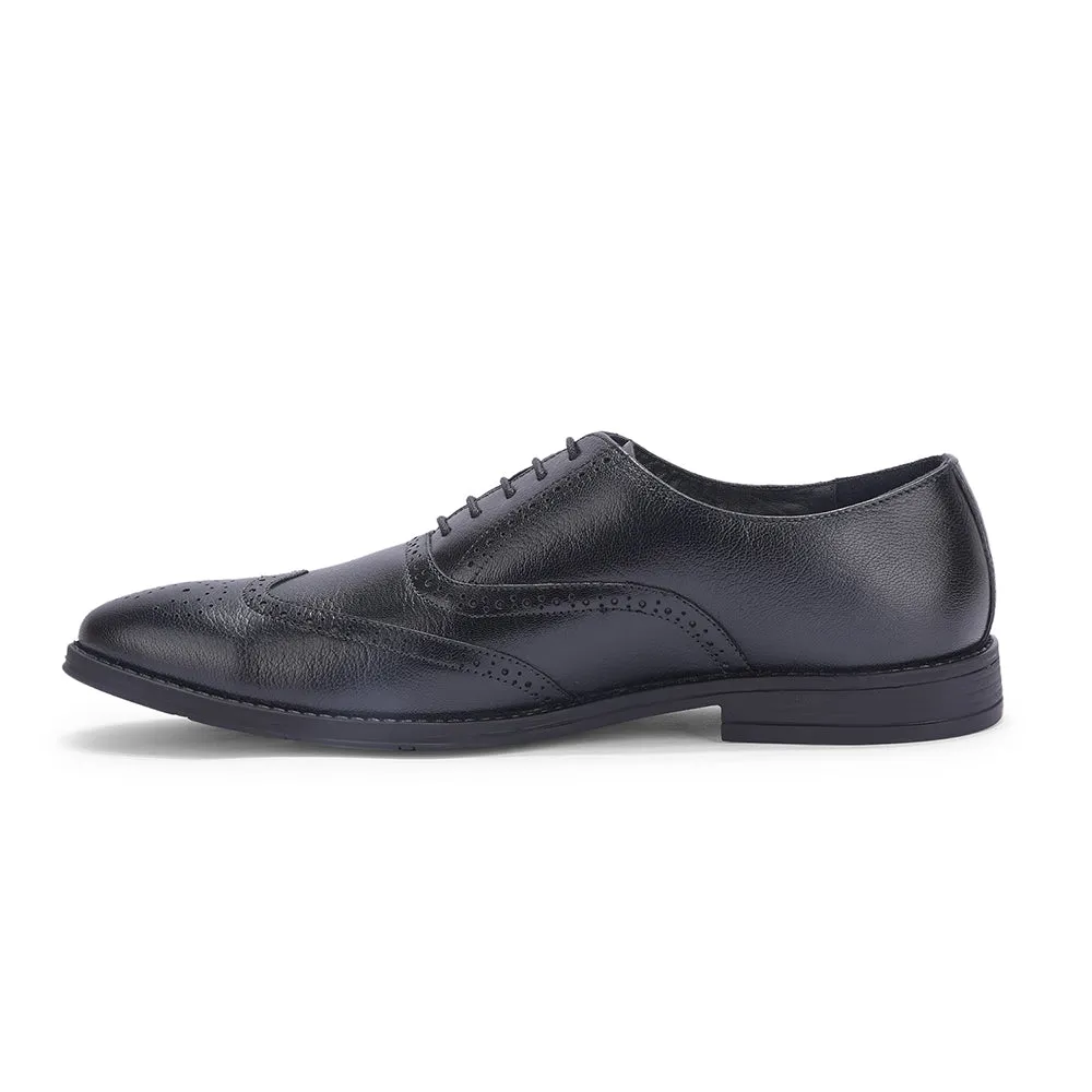 Trendy Look Leather Slip On Healers Black Formal Lacing Oxford Shoes For Men SAGAR-15 By Liberty