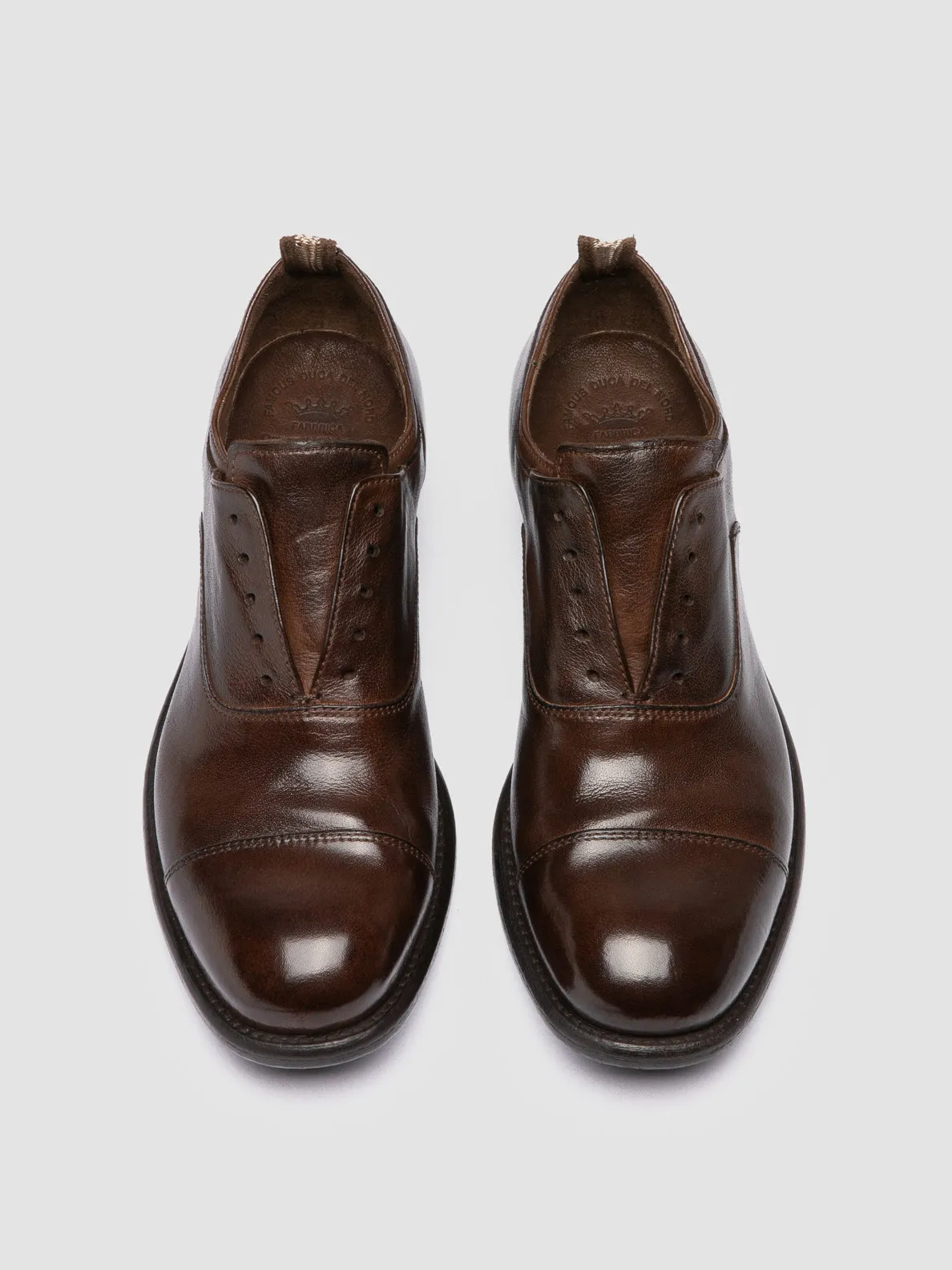 CALIXTE 003 - Brown Leather Oxford Shoes Street Fit Commute Light