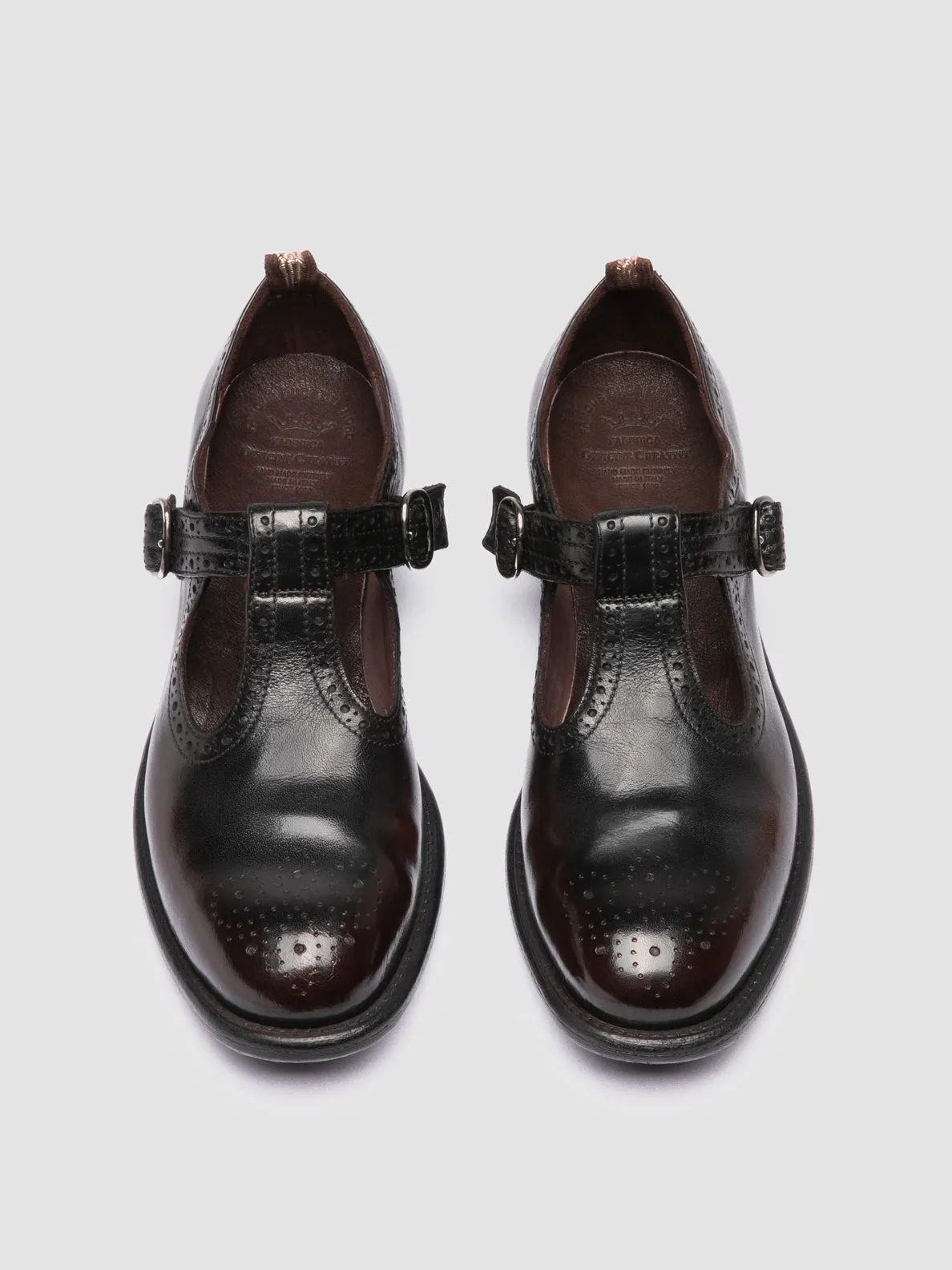 Young Mood Stage Pop CALIXTE 071 - Burgundy Leather T-Bar Shoes