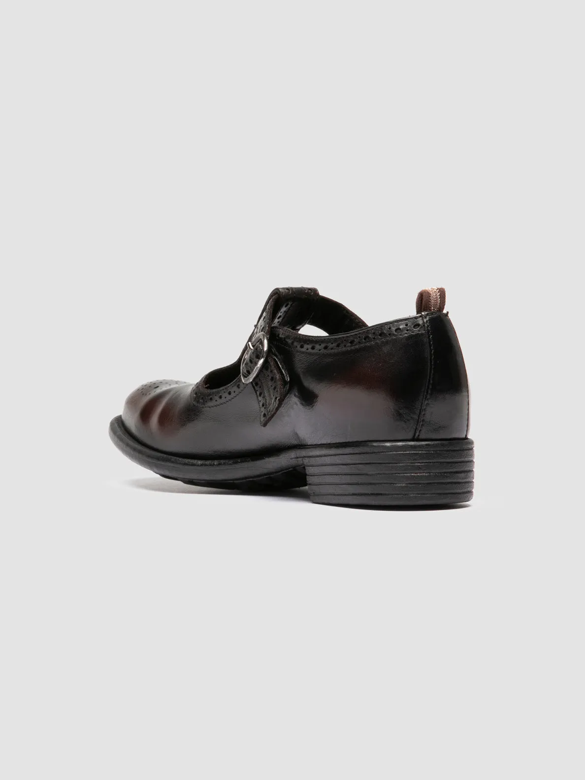 Comfortable fit CALIXTE 071 - Burgundy Leather T-Bar Shoes