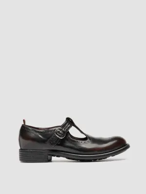 Hill Tough Greek Ease CALIXTE 071 - Burgundy Leather T-Bar Shoes