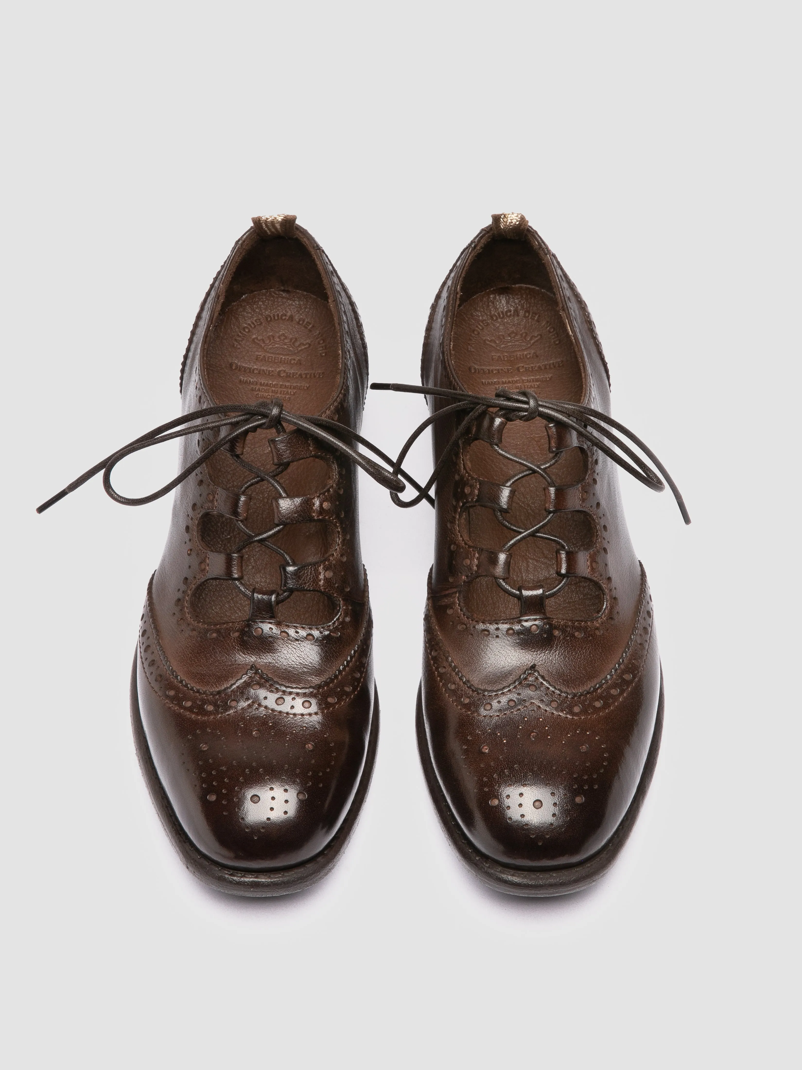 CALIXTE 079 - Brown Leather Oxford Shoes Posture aid Molded Insole