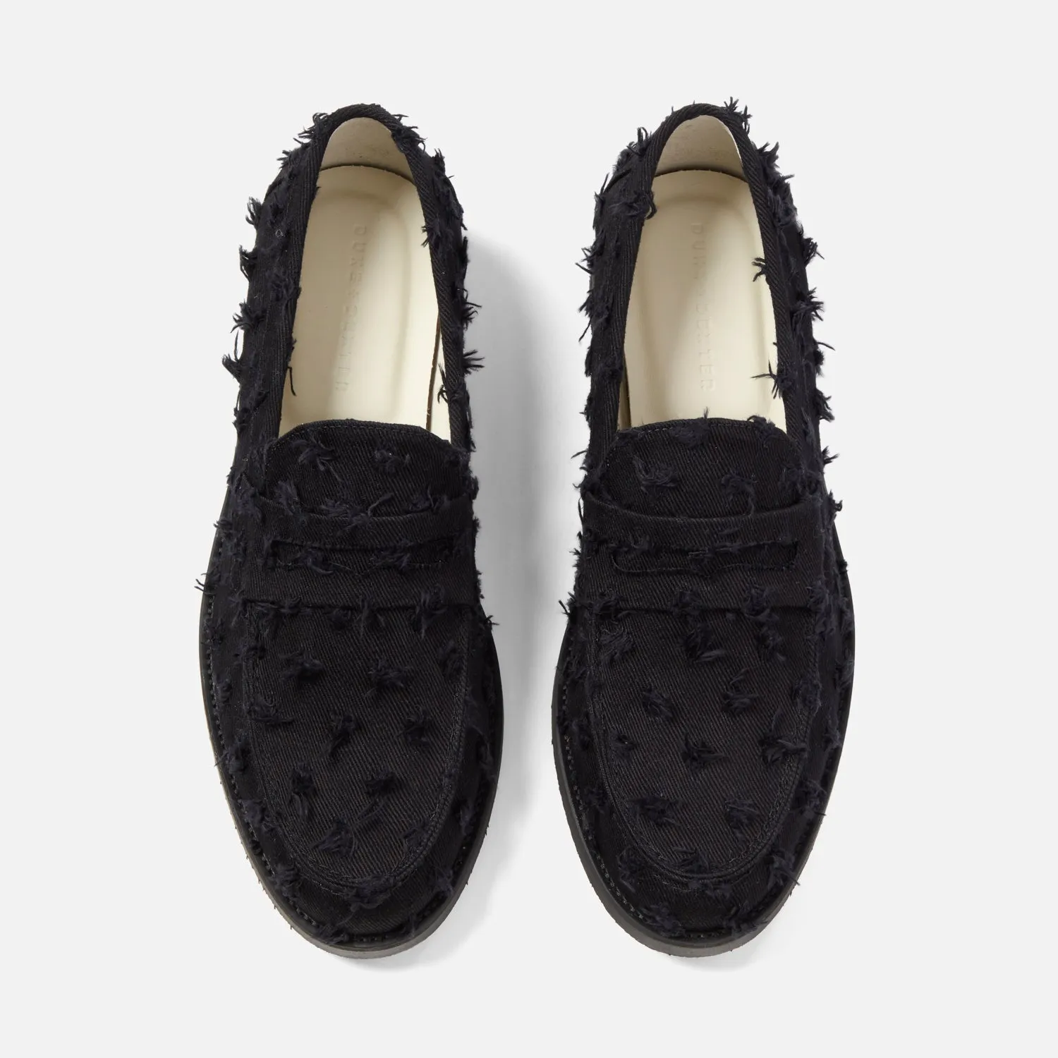 AI Path Wind Safe Wilde Black Punched Denim Penny Loafer - Men's
