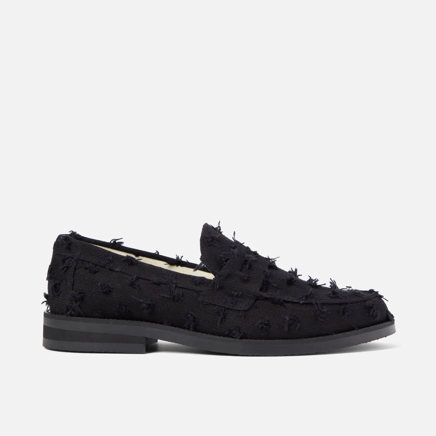 Lake Step Cross Road Wilde Black Punched Denim Penny Loafer - Men's