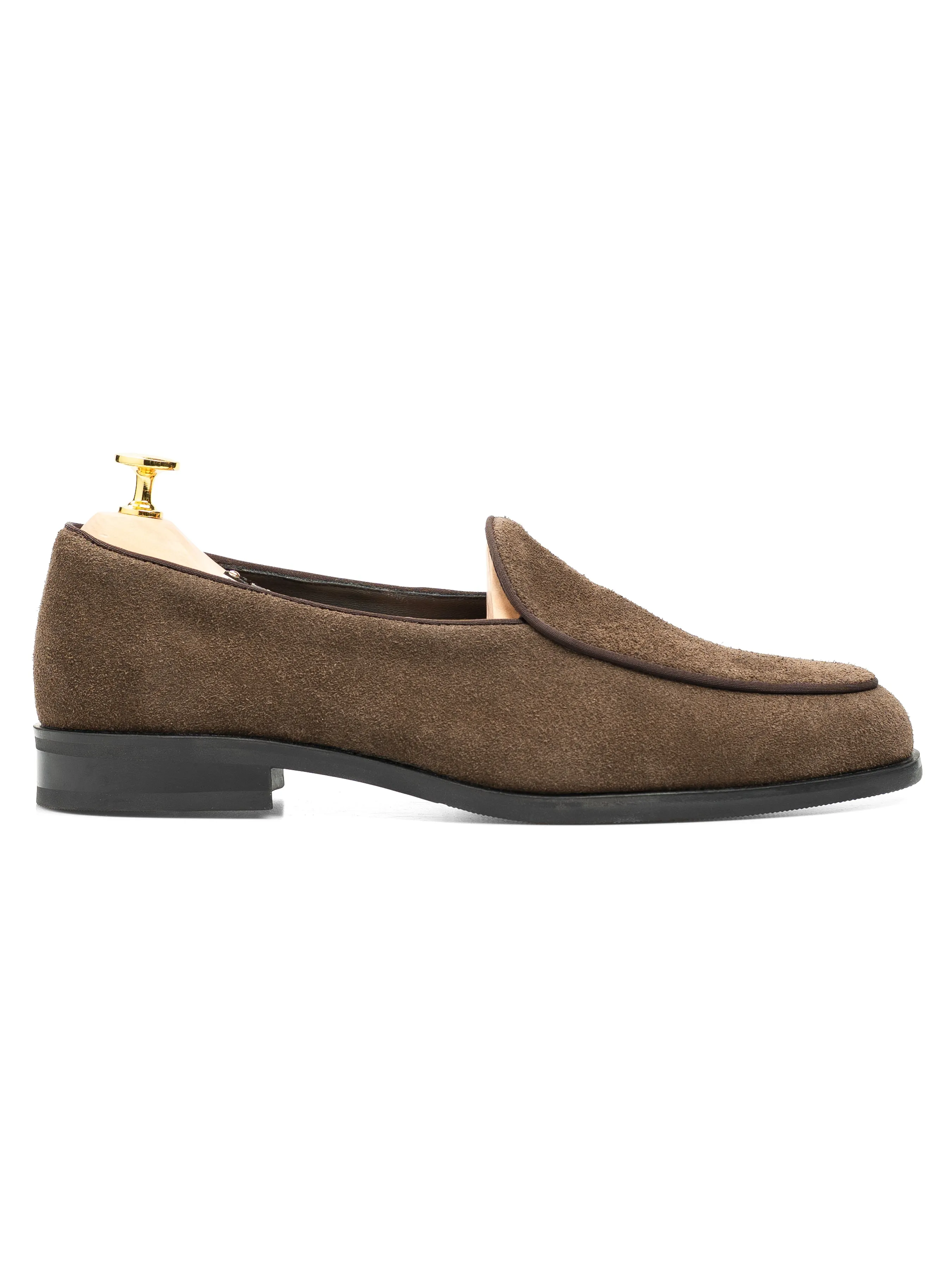 Loose Fit Belgian Loafer - Brown Suede Leather