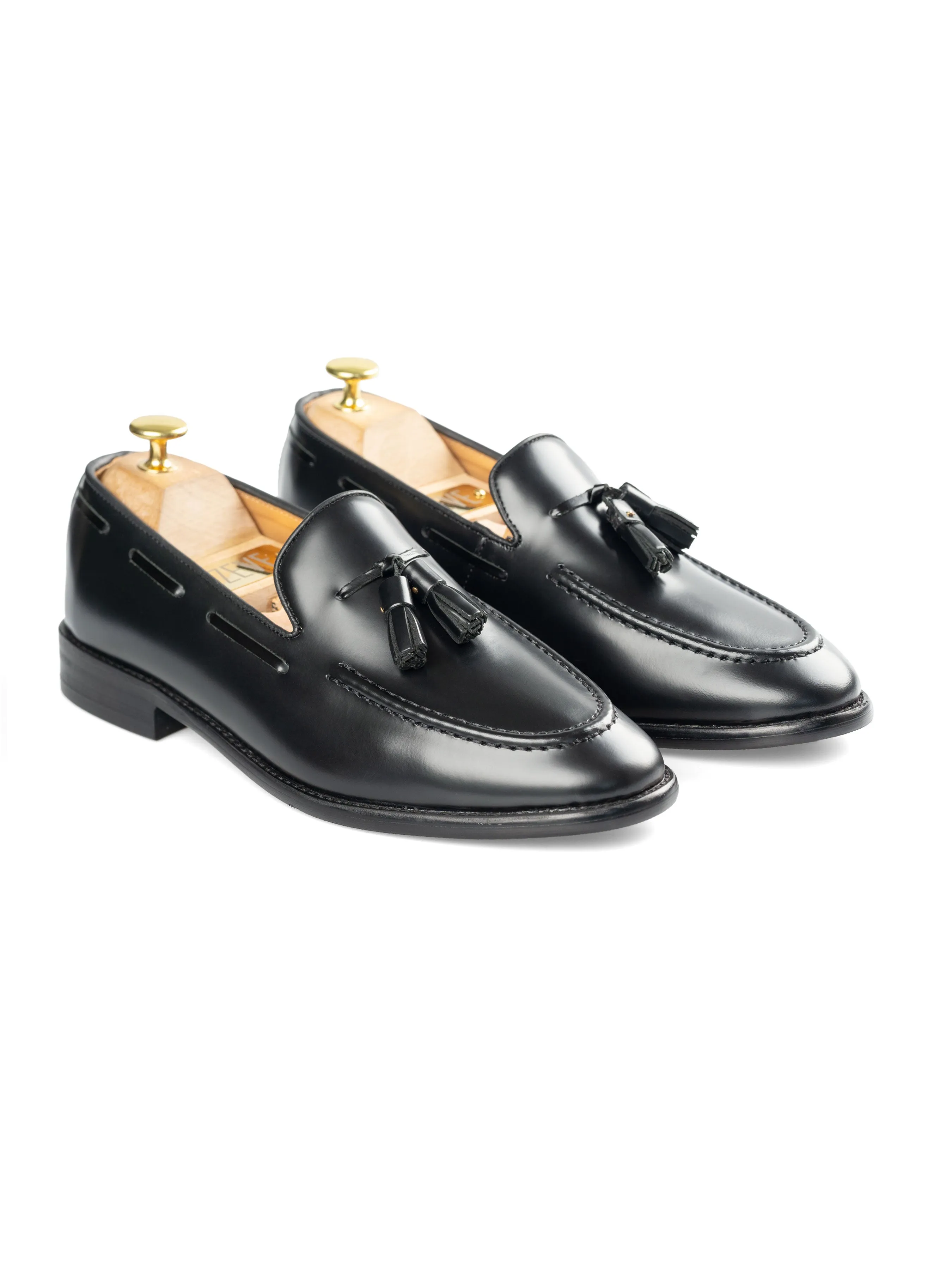 Classic Comfort Design Tassel Loafer - Black Polished Leather