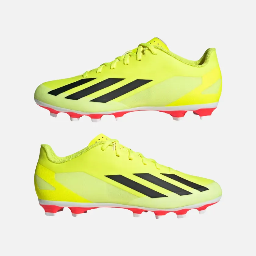 On Turf Adidas X Crazyfast Club Flexible Ground Unisex Football Shoes -Team Solar Yellow 2/Core Black/Cloud White