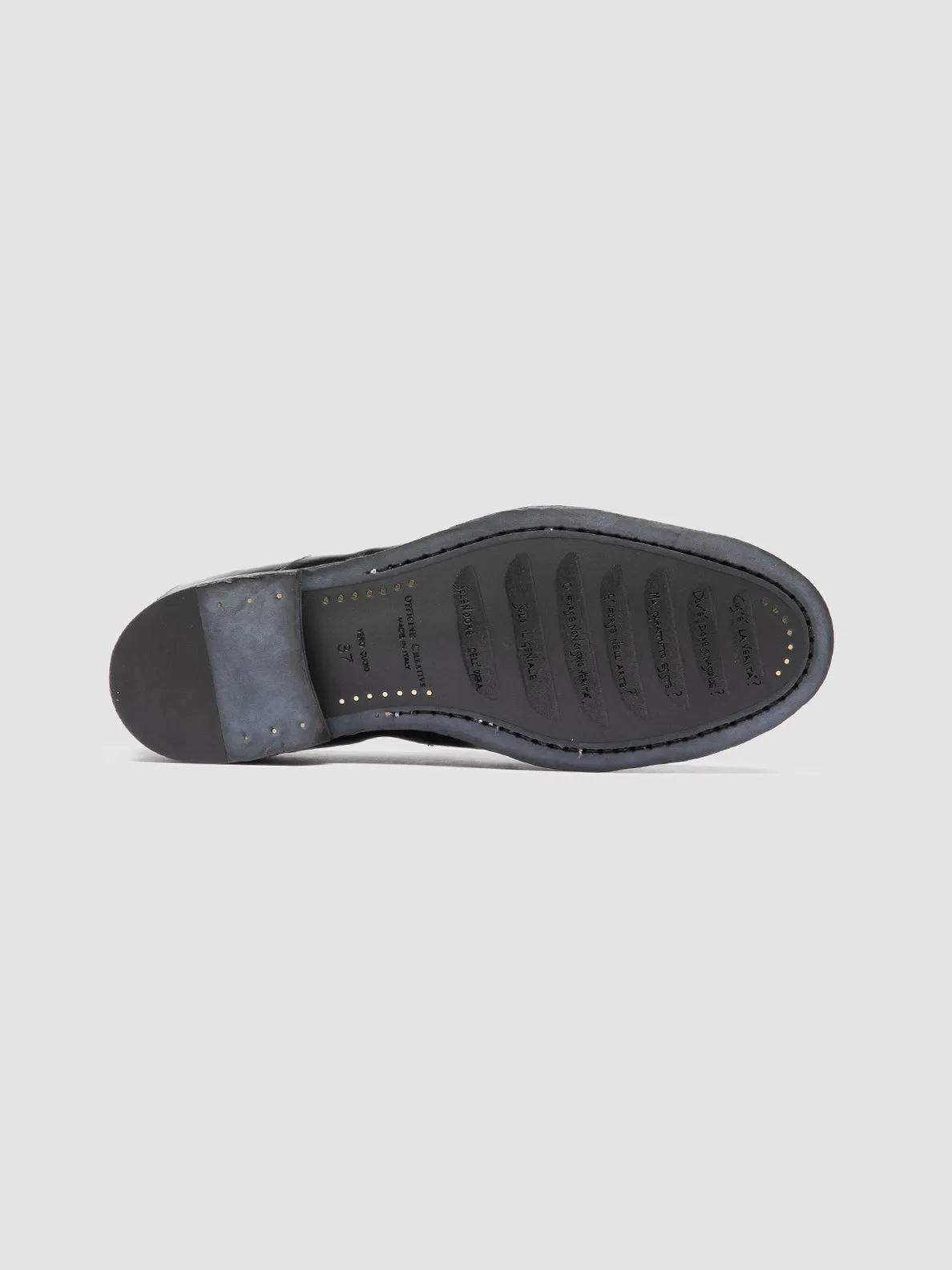 SOLITUDE 107 - Black Leather Penny Loafers Ankle Strap