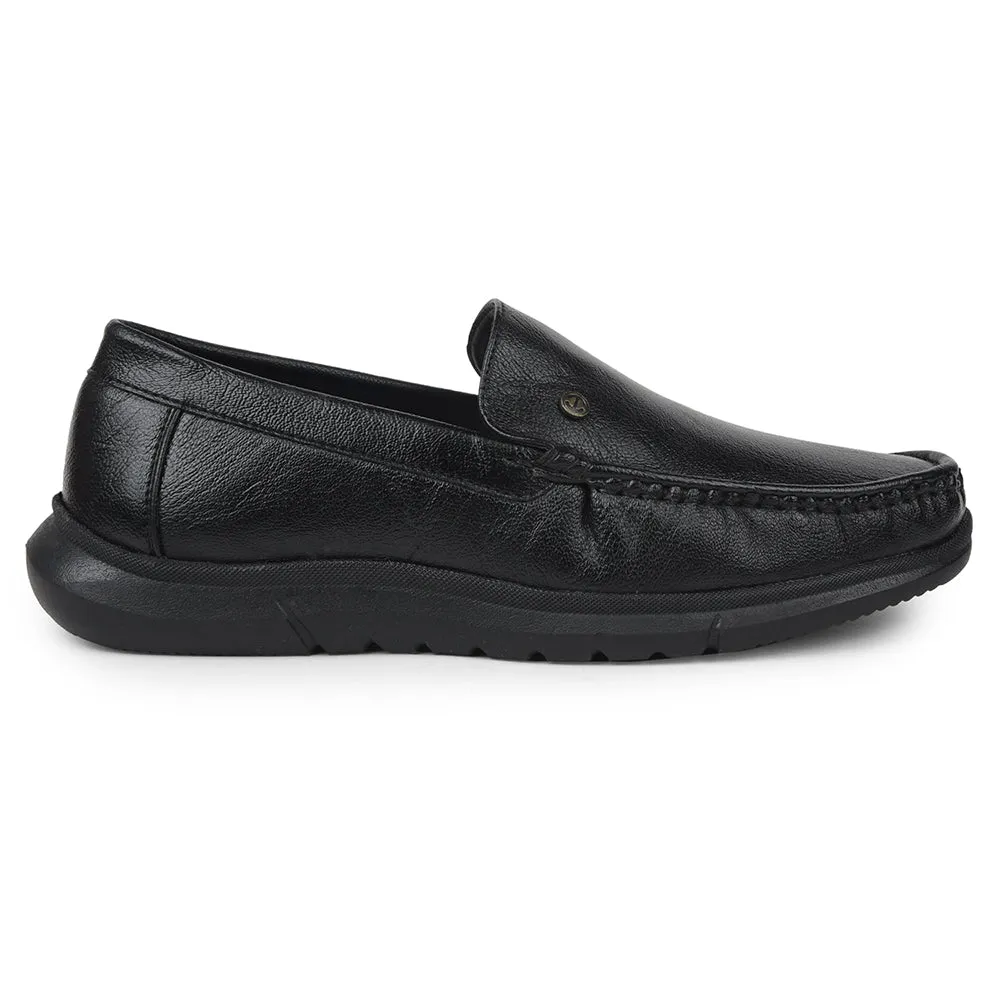 Burnished Finish High-End Shoes Healers Black Formal Loafers For Mens VSL-3 By Liberty