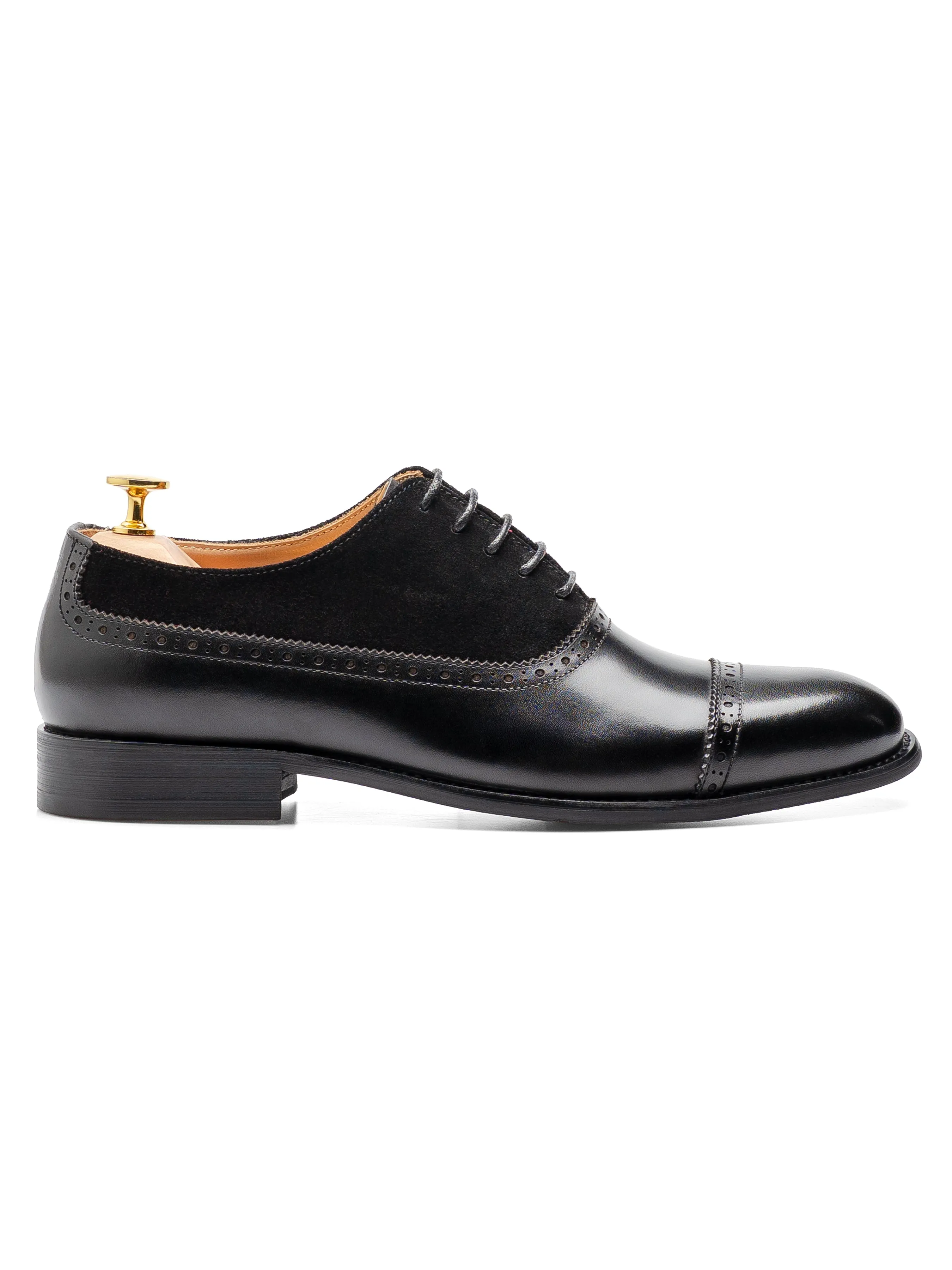 Superior Quality Outdoor Comfort Cavallo Oxford Cap Toe - Solid Black & Suede Leather