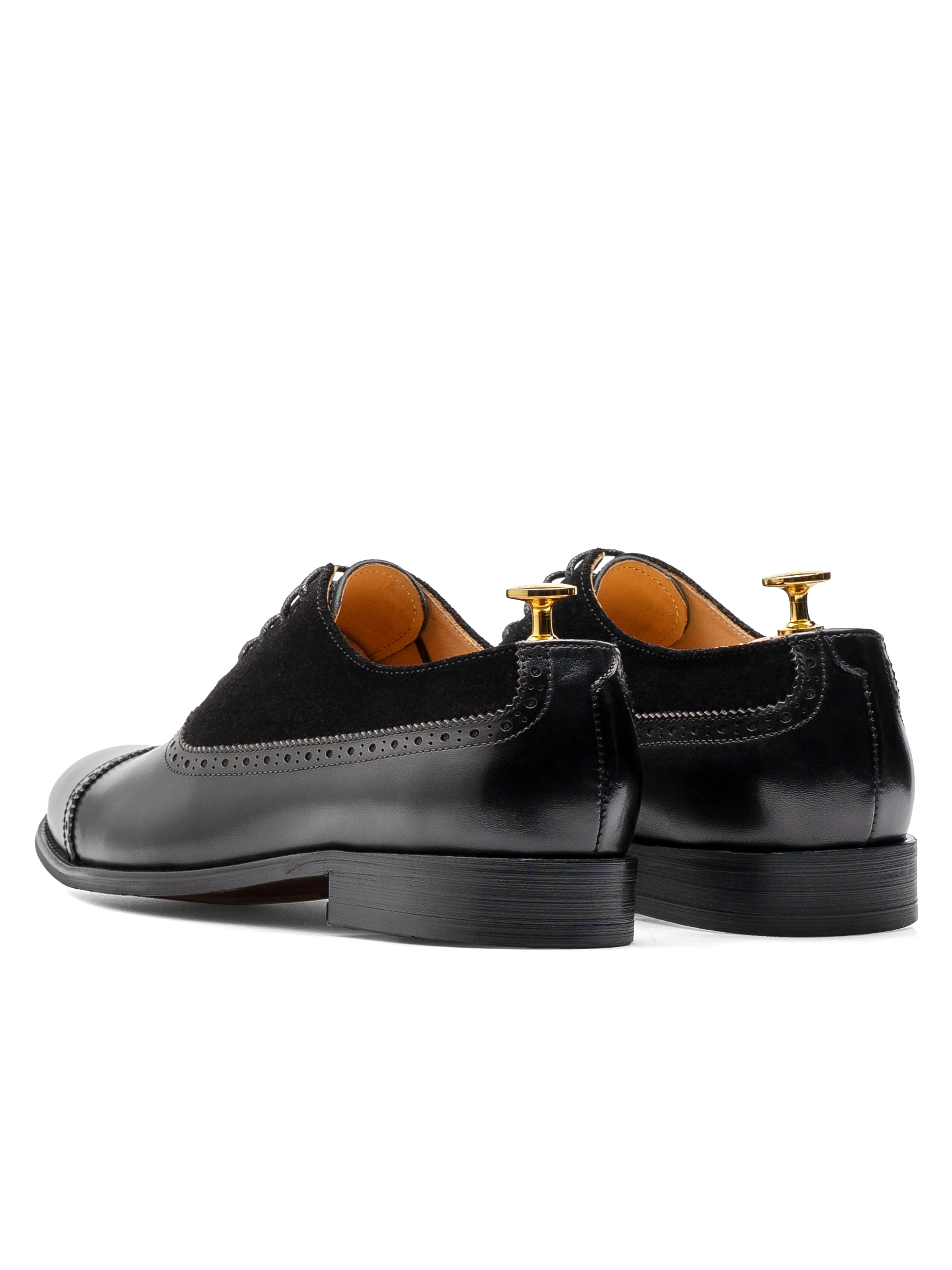 Cavallo Oxford Cap Toe - Solid Black & Suede Leather Durable Construction Durable Quality