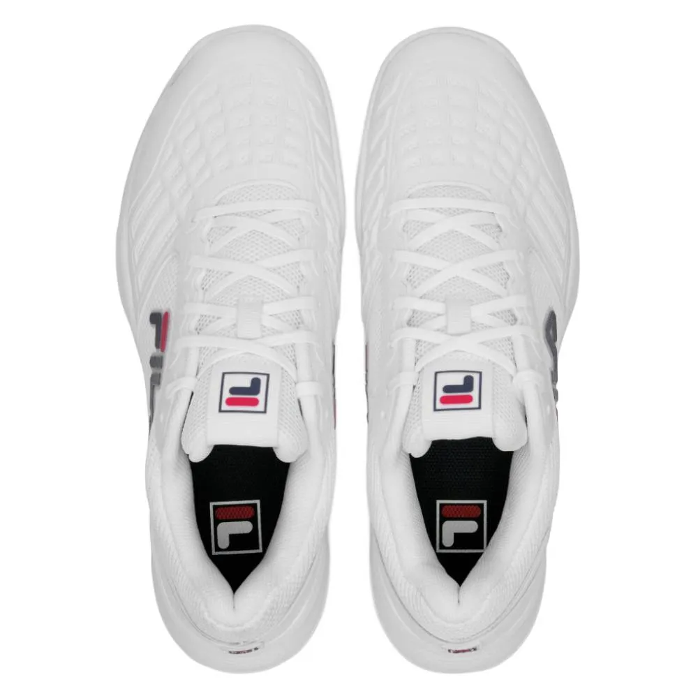 Breathable Material Mid Top Fila Axilus 3 Men's Tennis Shoe (White/Navy)