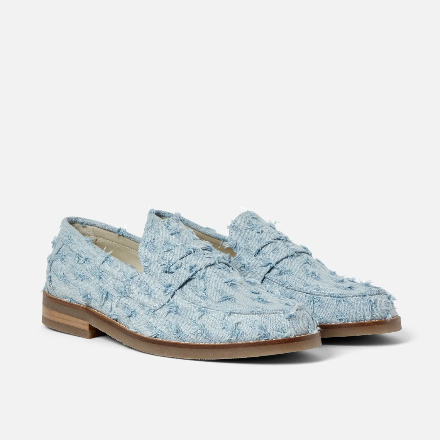 Casual Wilde Blue Punched Denim Penny Loafer - Men's