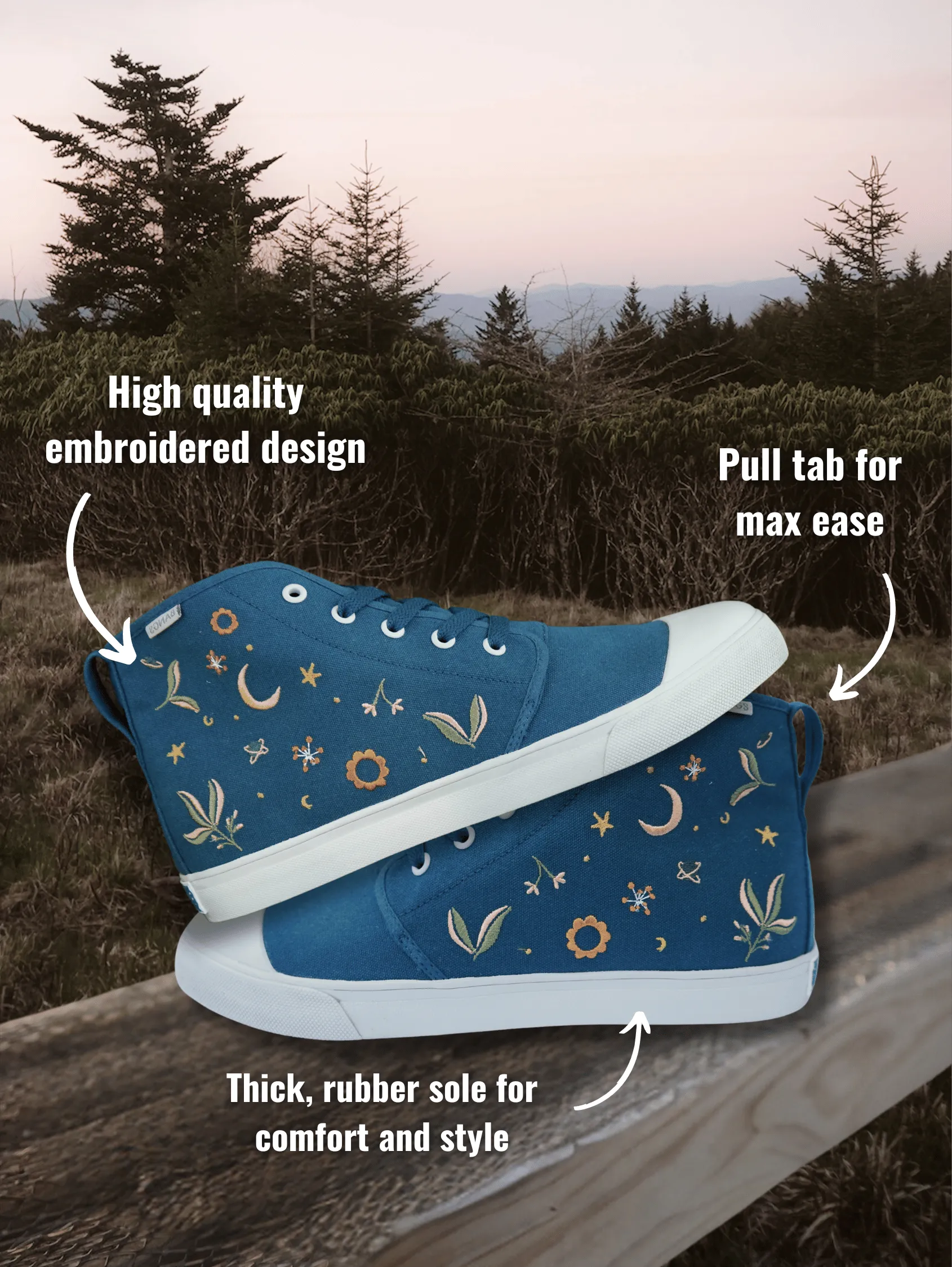 Moonlit Meadow High Top Drive Friendly Trendy Shoes