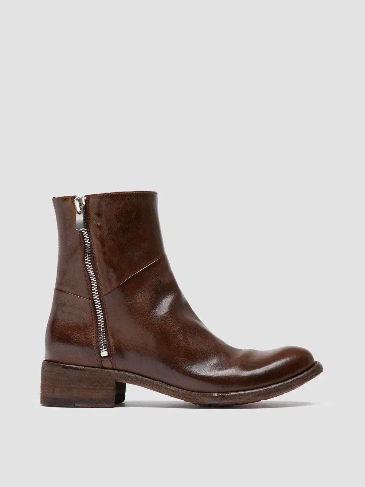 Calm Tone Air Dry LISON 066 - Brown Leather Zipped Boots