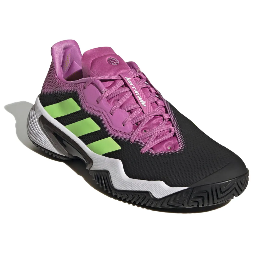 Seamless Fit adidas Barricade Tennis Shoes (Mens) Carbon/Signal Green/Pulse Lilac