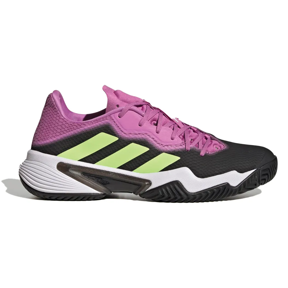 adidas Barricade Tennis Shoes (Mens) Carbon/Signal Green/Pulse Lilac padded insole