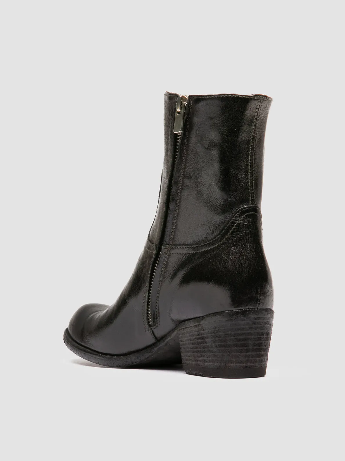 WADE 003 - Grey Leather Zipped Boots Zen Step Urban Walk