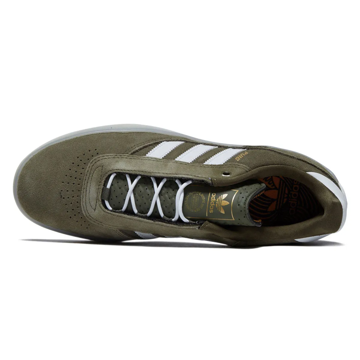 Pro Performance Gear Street Vibe Adidas Puig Shoes - Olive Strata/Ftwr White/Gold Metallic