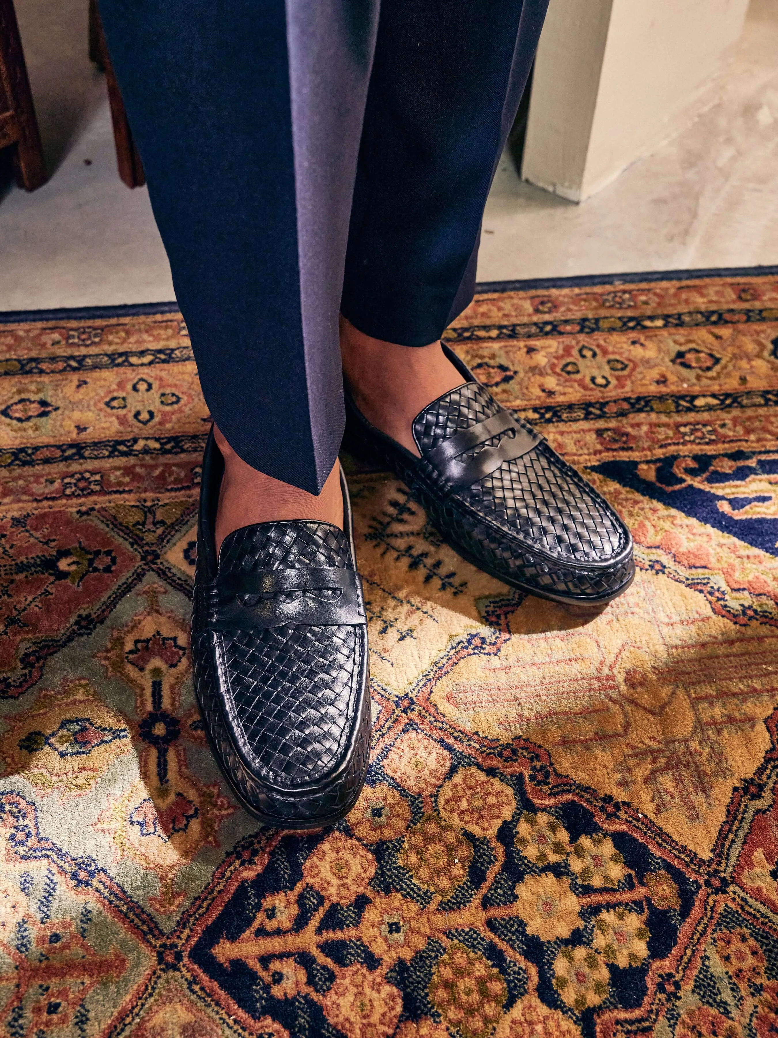 Photographer??s Pick Marco Penny Loafer - Black Woven Leather