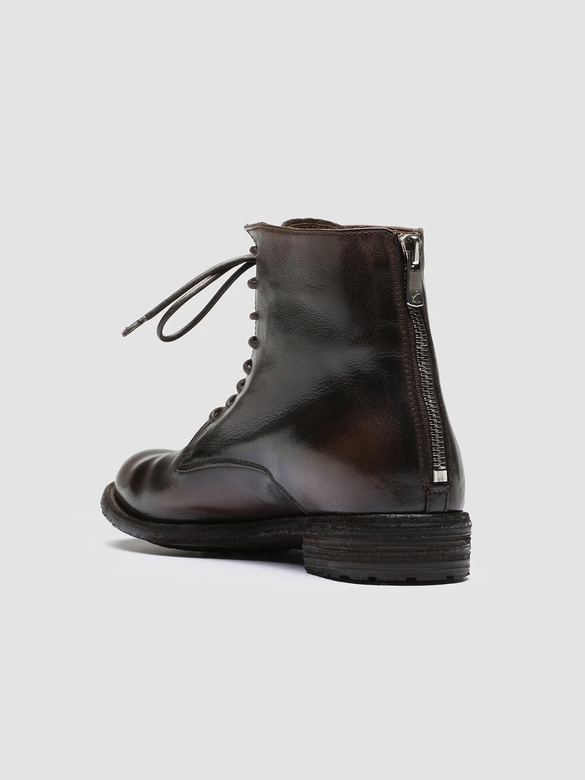 LEXIKON 123 - Brown Zipped Leather Ankle Boots Stage Pop