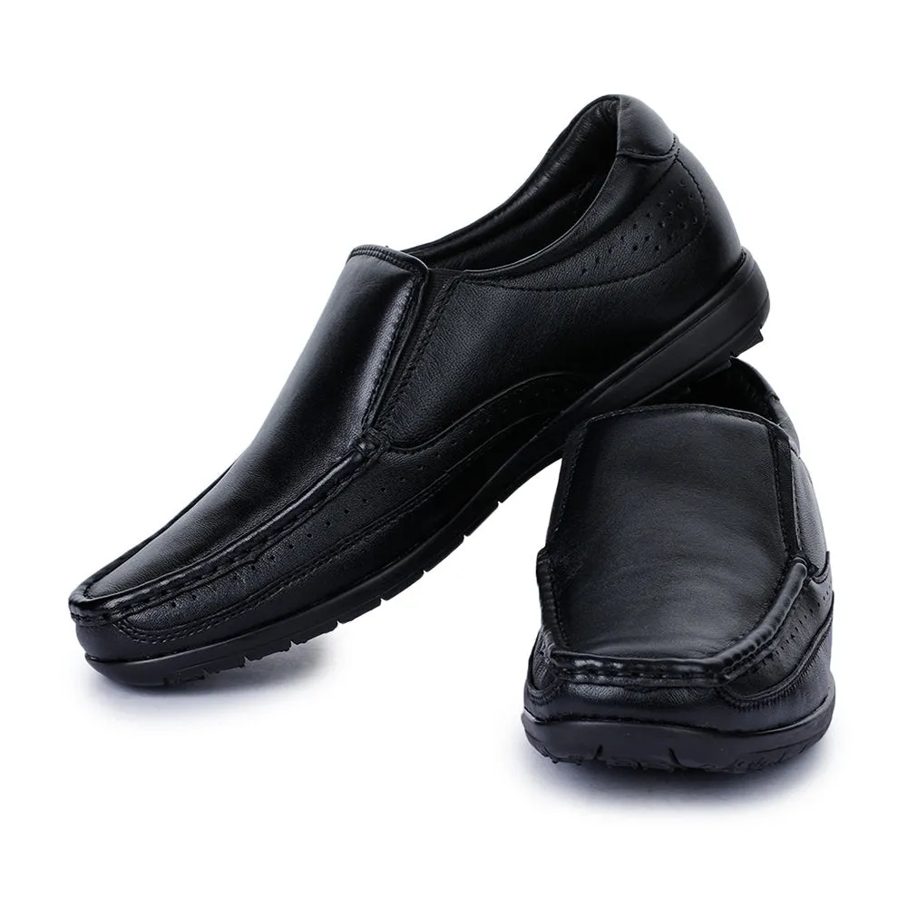Round Toe Durable Leather Shoes Healers Formal (Black) Slip-On Loafers Shoes For Men FL-1415 By Liberty