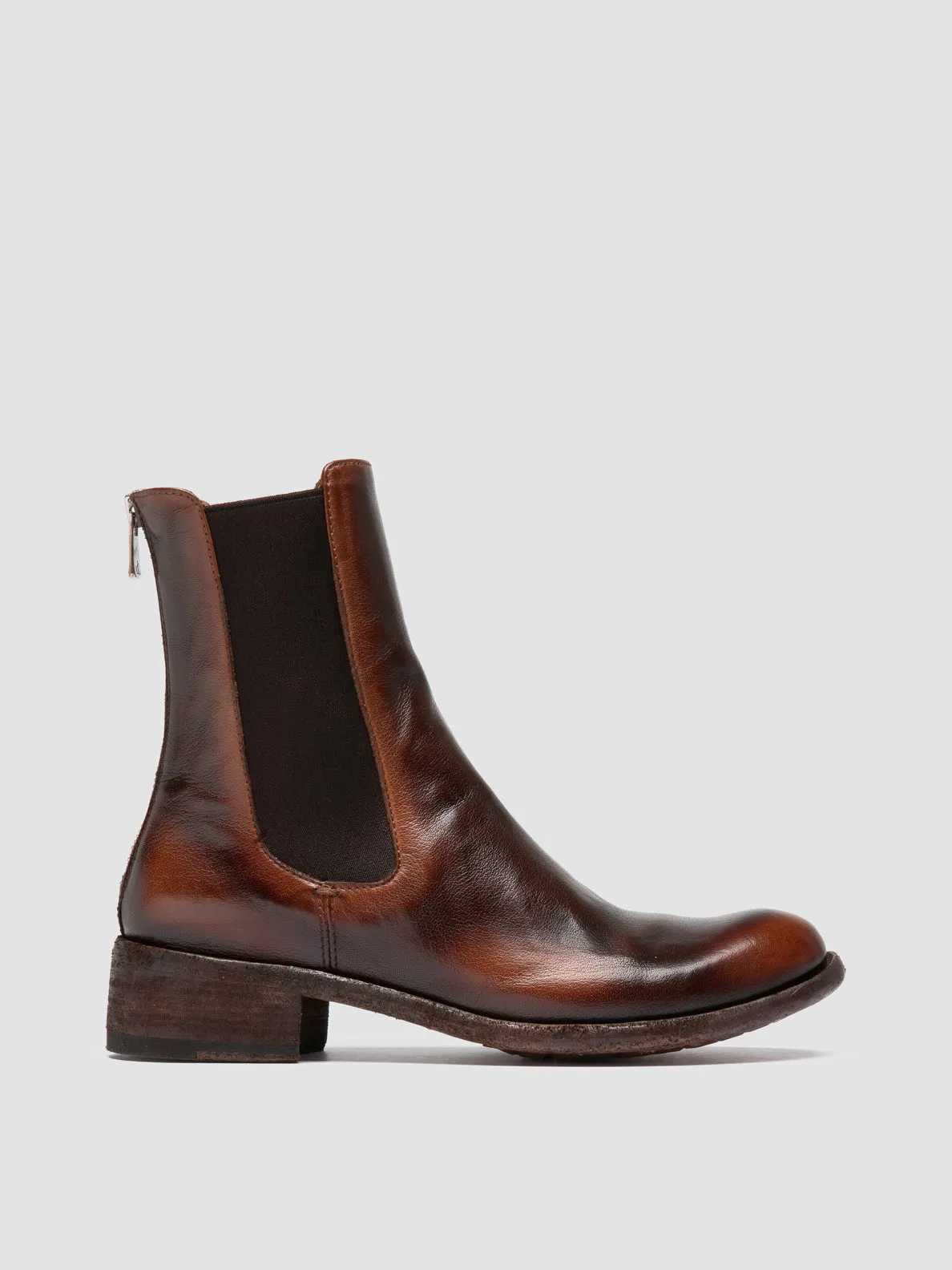 LISON 017 - Brown Leather Chelsea Boots Path Free Ankle wrap