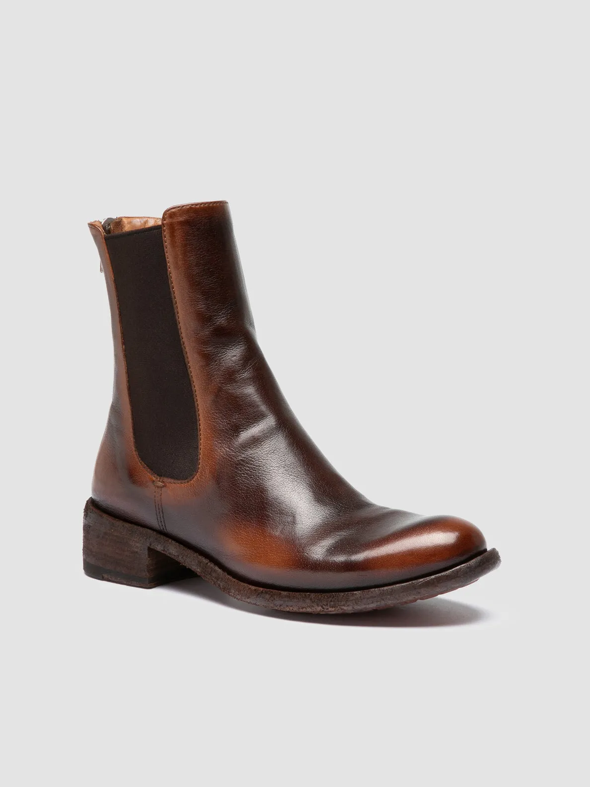 LISON 017 - Brown Leather Chelsea Boots Anti Slip