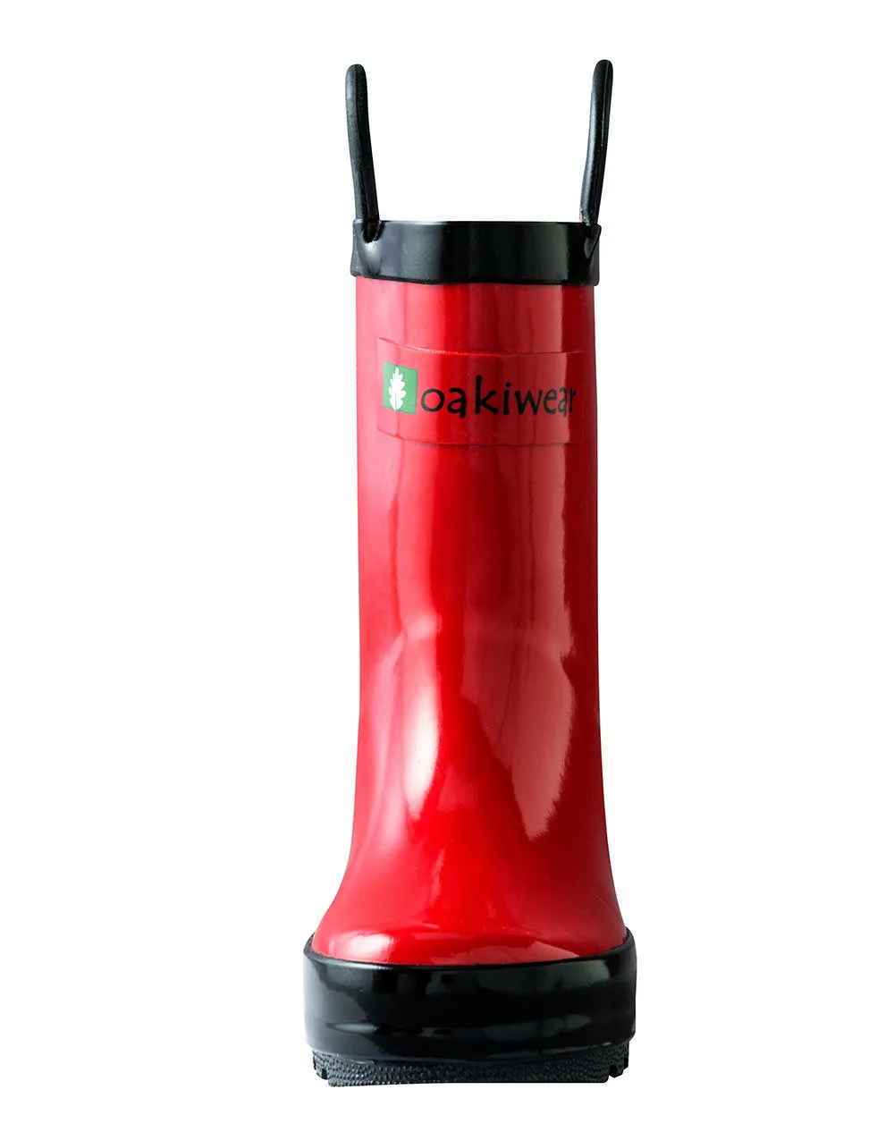 Fiery Red Loop Handle Rubber Rain Boots Chic Step Walking Gear