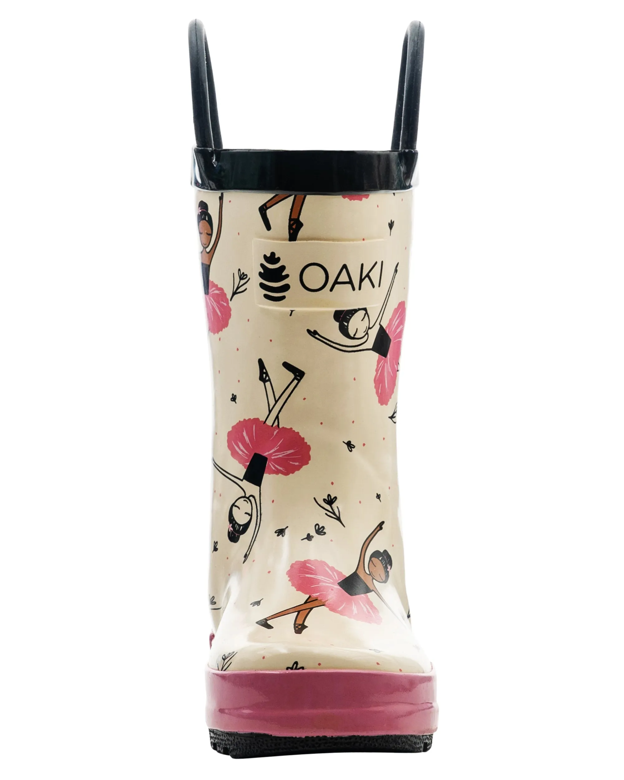 Beautiful Ballerina Loop Handle Rubber Rain Boots Sporty Look