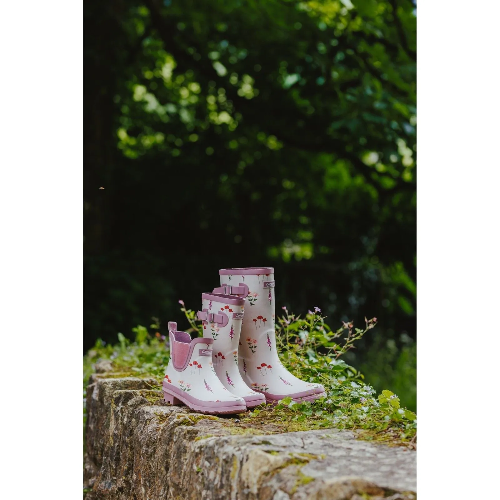 Slip On Style Cotswold Womens Wildflower Ankle Wellingtons Pink