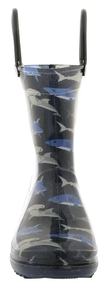 Fast Step Cold Day Boots Toddler Boys Shiny Shark Waters Printed Rain Boot