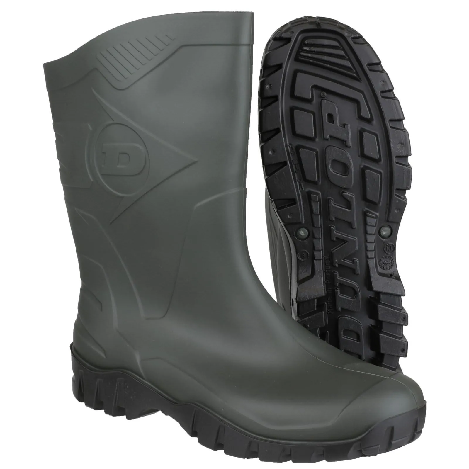 Dunlop Mens Dee Calf Length Wellington Dark Green Active Footwear Weatherproof Wear