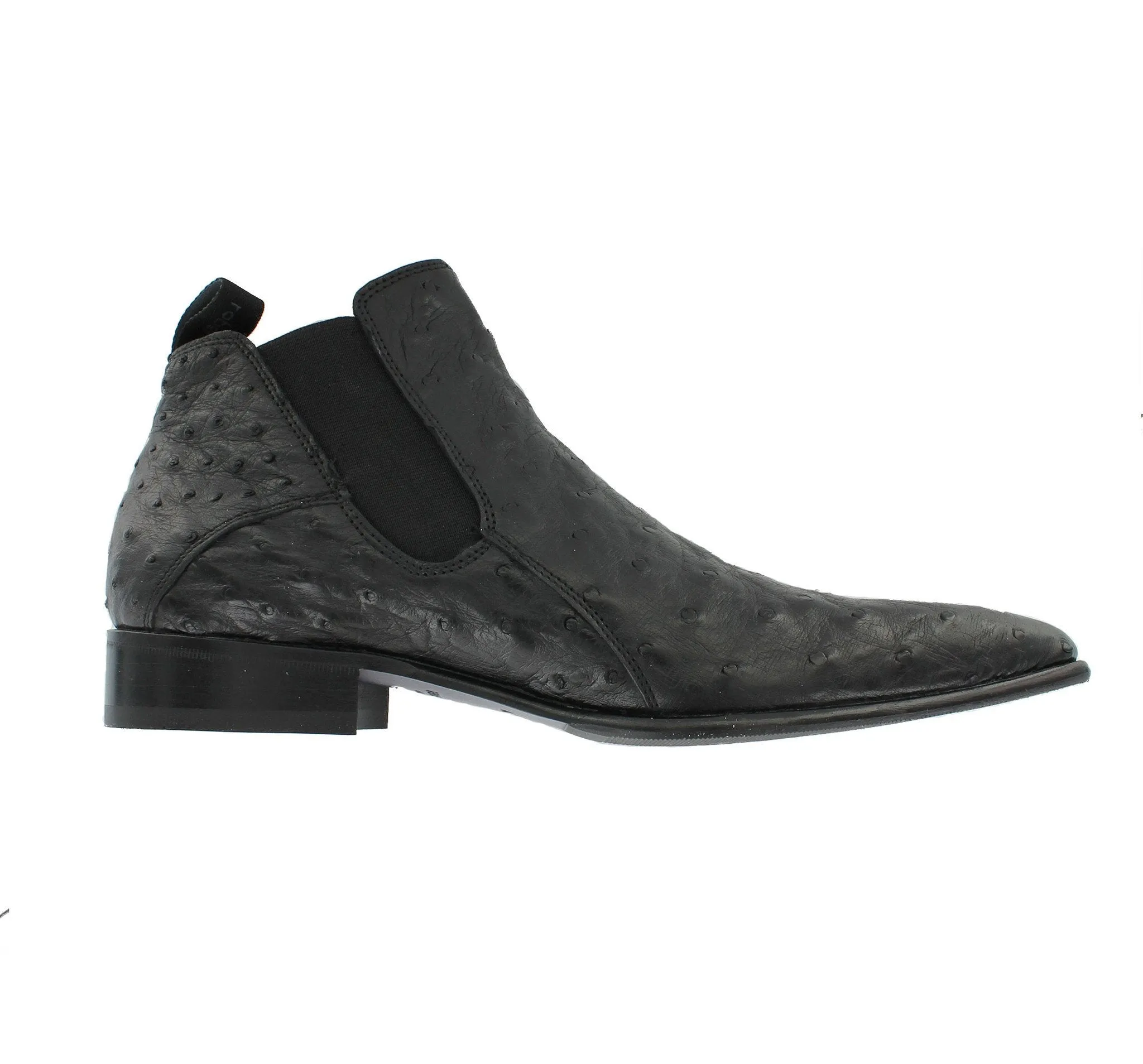 RU6801 - Black Ostrich Chelsea Boot Chic Fit