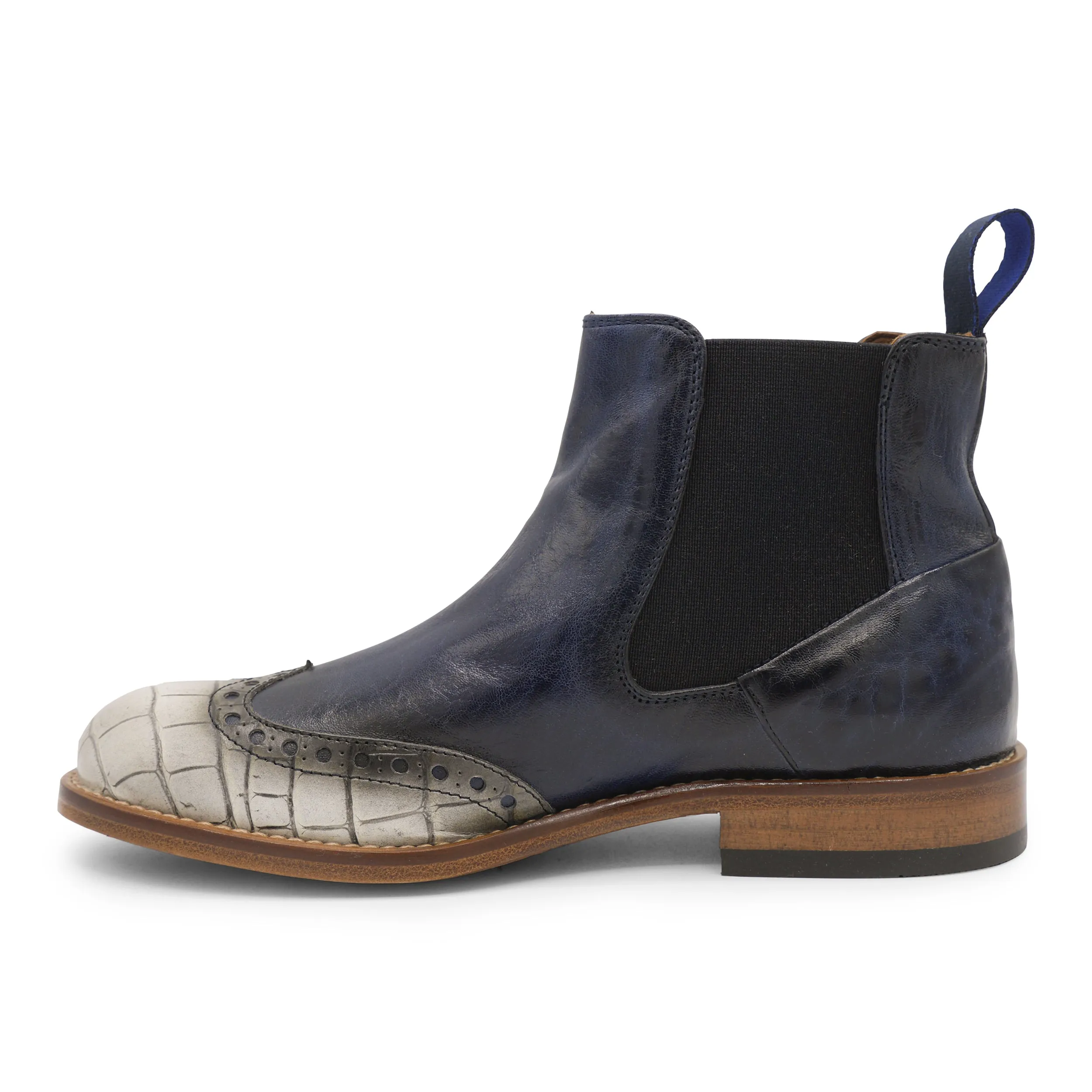 6541 - Panna/Grey Chelsea Brogue Warm Comfort Street Style Boots