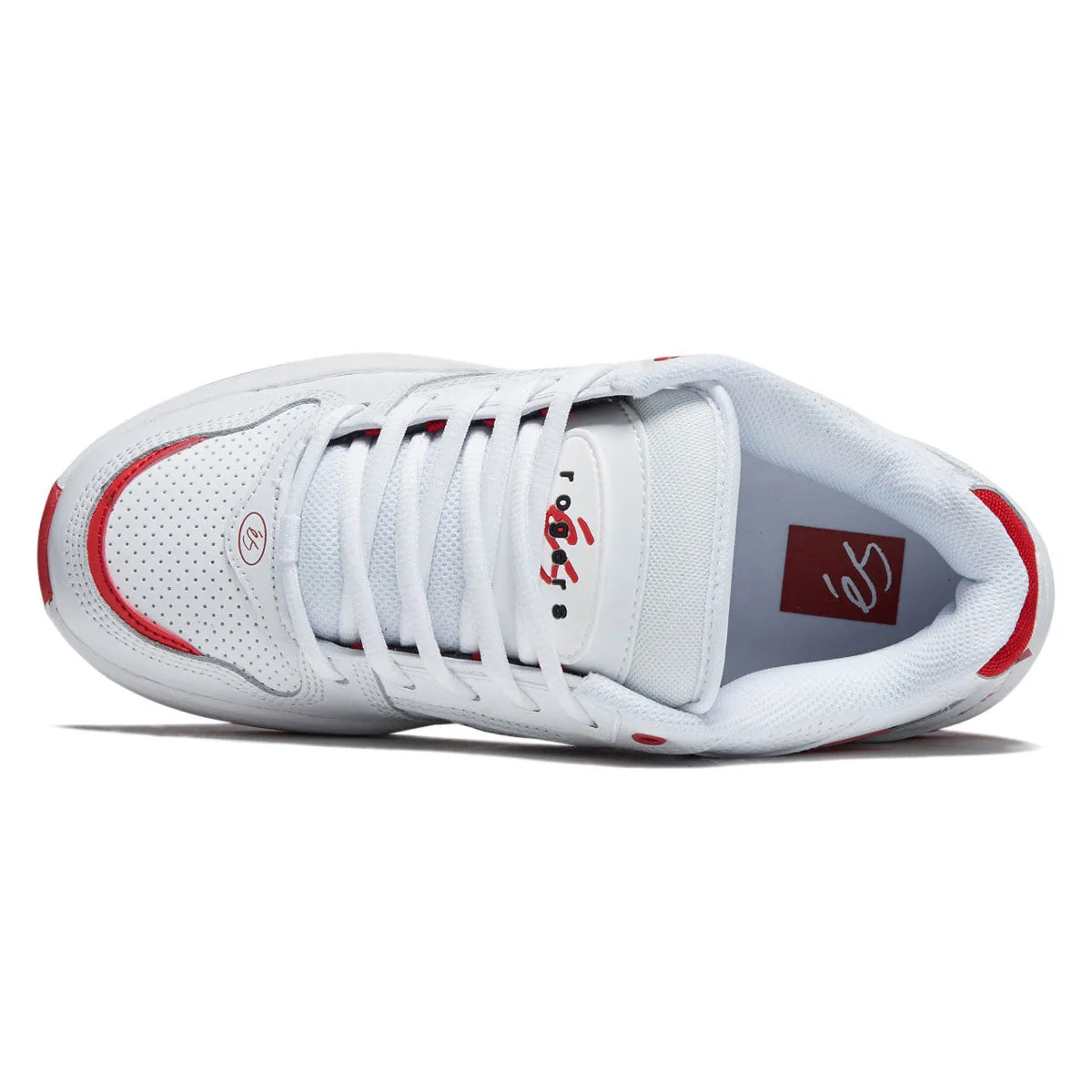 eS TJ Rogers Shoes - White/Red Lightweight Wear Soft Lining