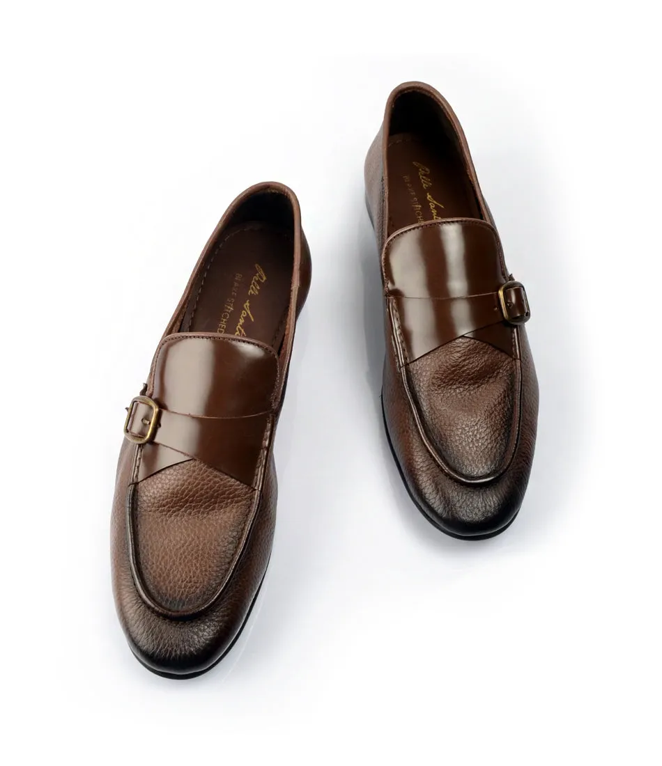 Brown Milled Single Monk Loafers - Ultra-Flex Silent Luxe Luxe Shade