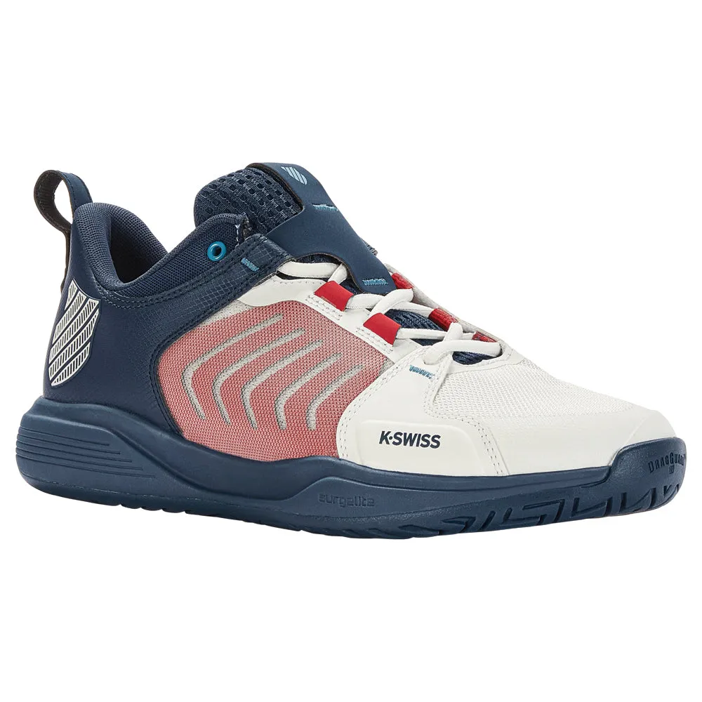 Outsole Grip K-Swiss Ultrashot Team Tennis Shoes (Mens) - Blanc/Blue Opal/Lollipop