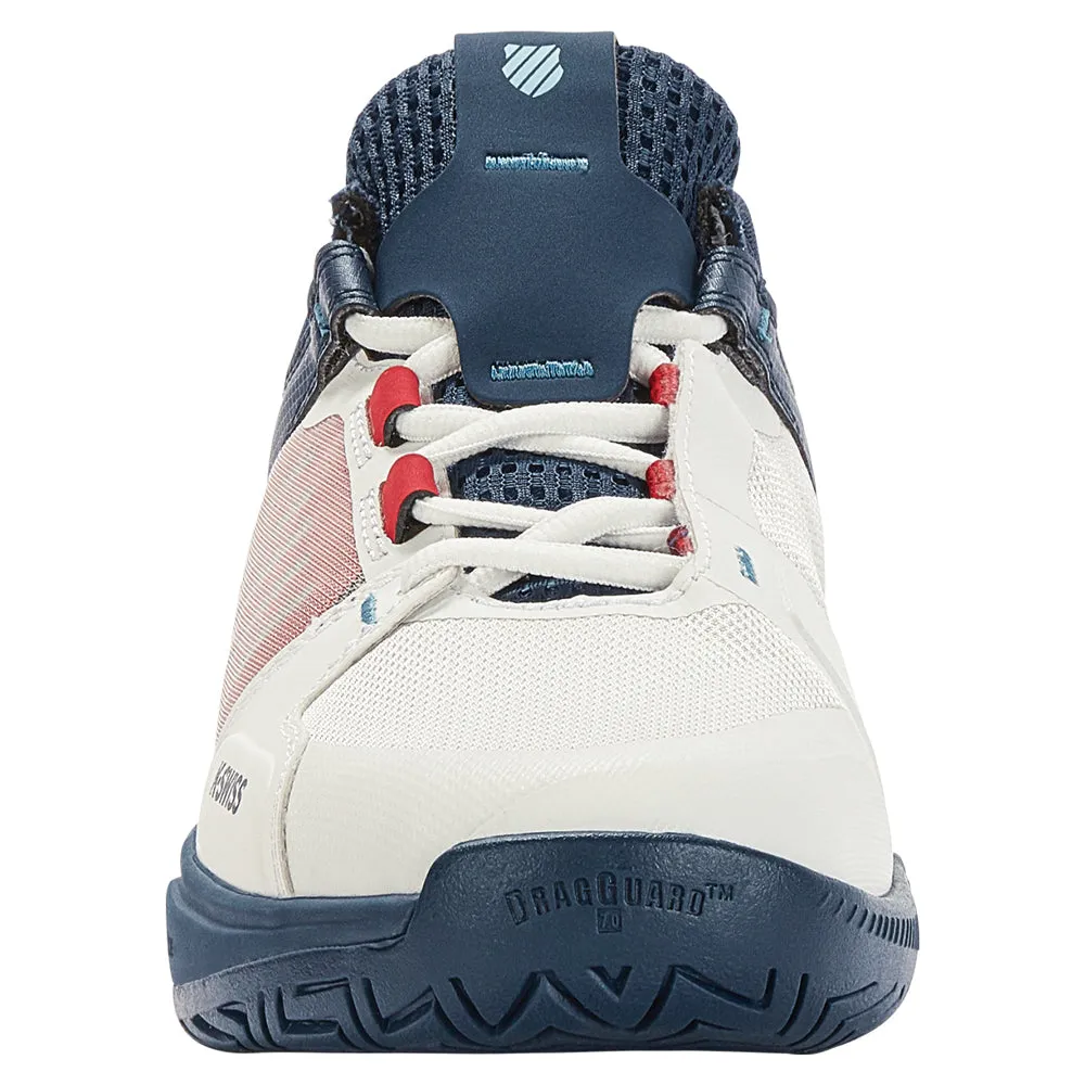 Shock Resistance K-Swiss Ultrashot Team Tennis Shoes (Mens) - Blanc/Blue Opal/Lollipop