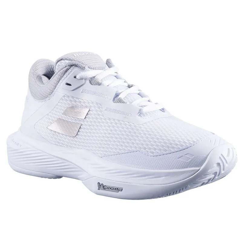 Breath Fresh Bold Tone Babolat SFX 4 All Court Women Tennis Shoes White Silver