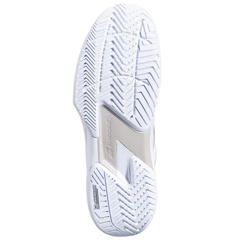 Metal Edge Spring Jump Babolat SFX 4 All Court Women Tennis Shoes White Silver